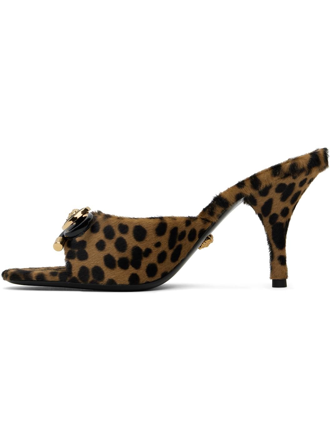 Brown & Black Leopard Opera Bow 85 mm Heeled Sandals - 3
