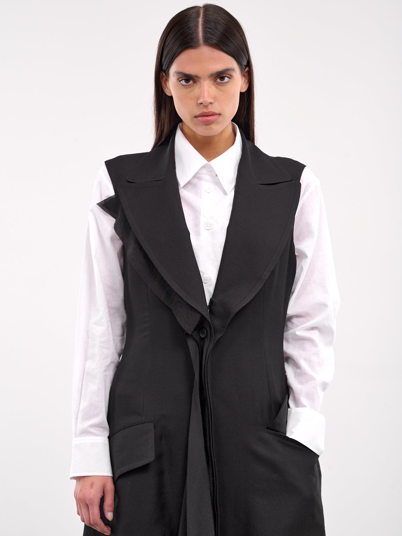 Twill Front Draped Sleeveless Dress - 4