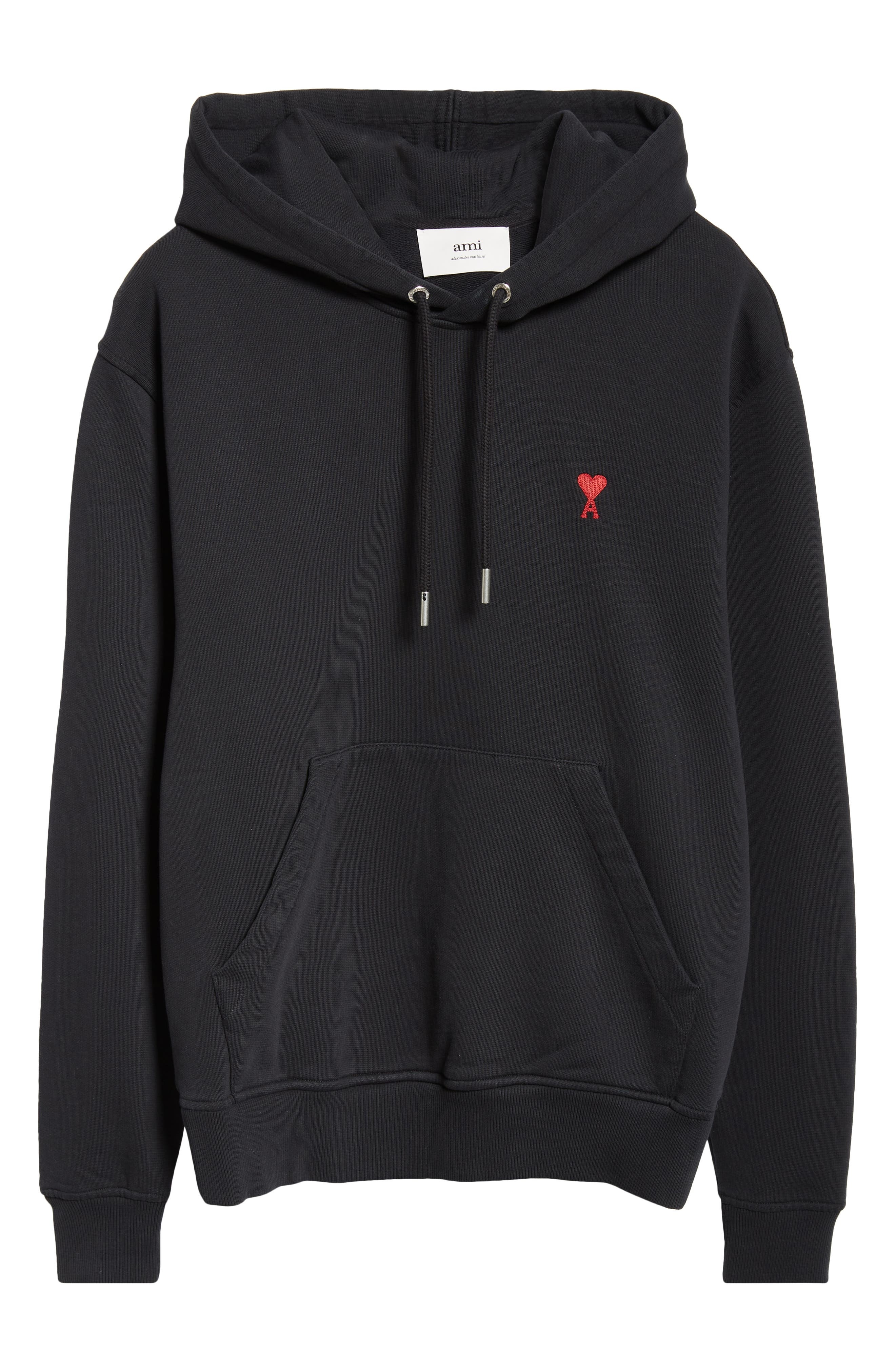 AMI PARIS Embroidered Ami De Coeur Cotton Hoodie in 001 Noir at Nordstrom - 5