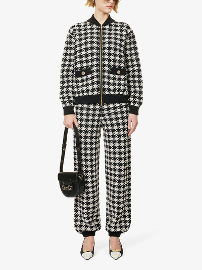 GUCCI Elasticated-cuff houndstooth-pattern wool trousers outlook