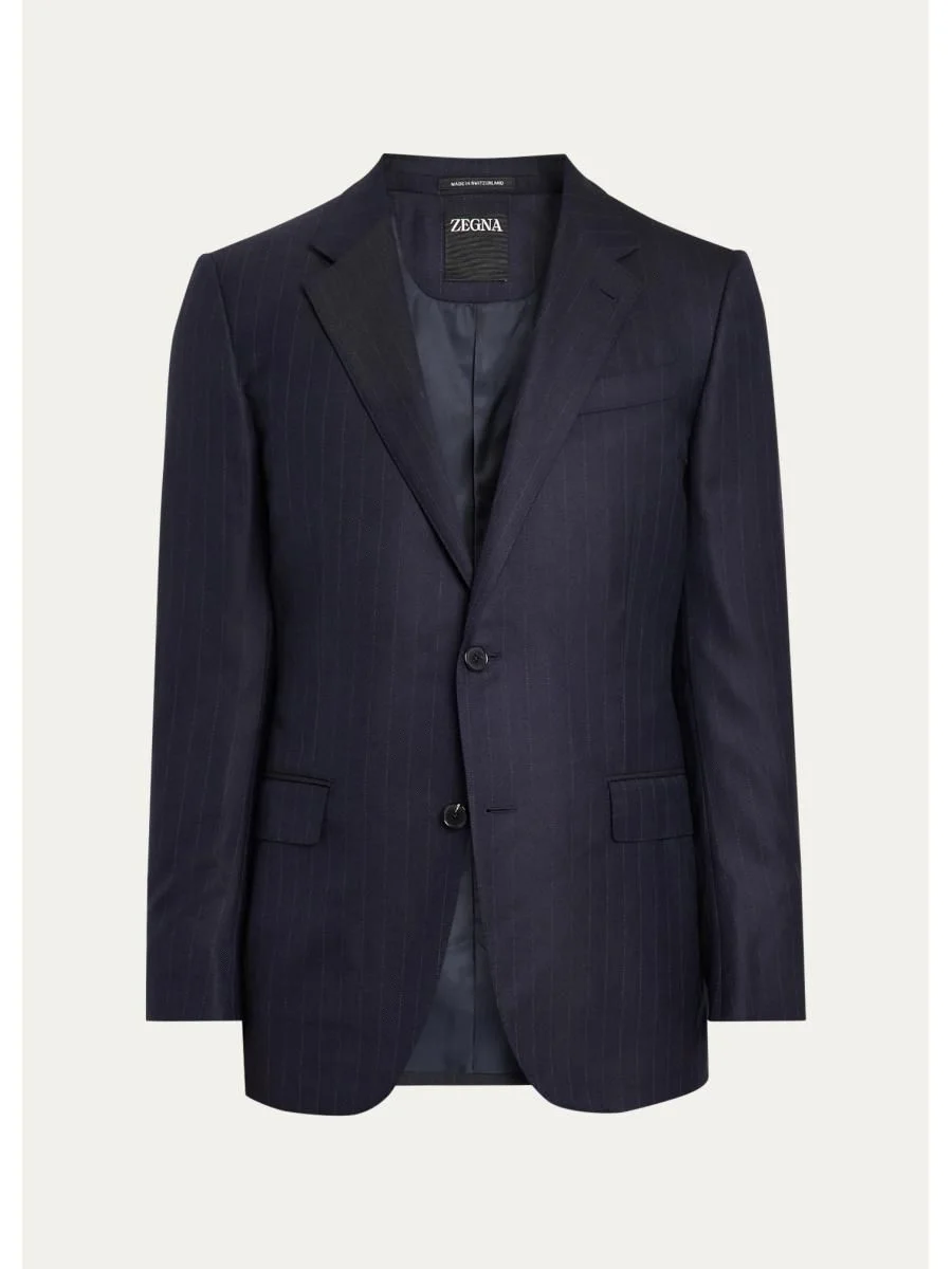 Men's Wool Fine Stripe Single-Breasted Sport Coat - 1