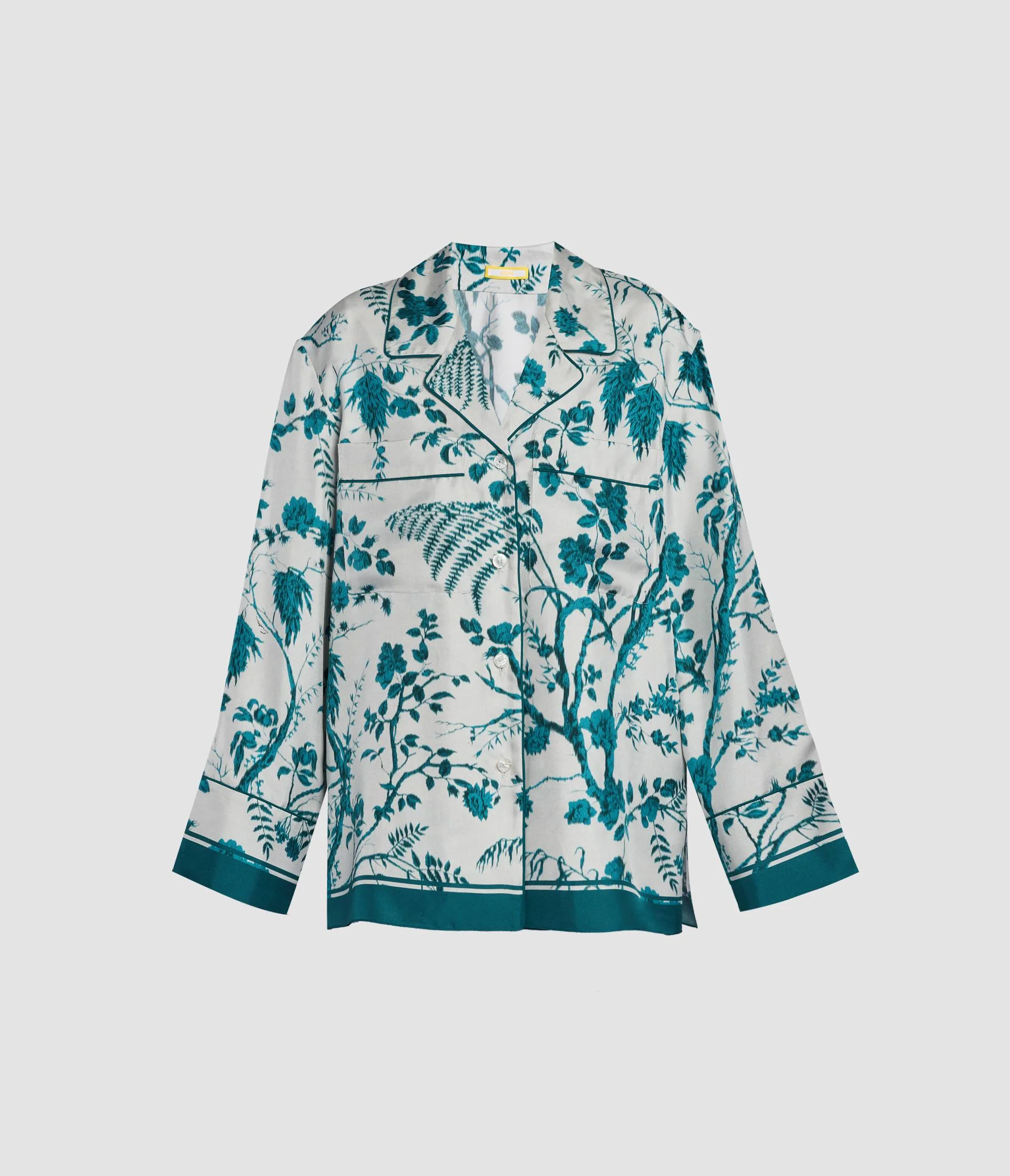 BOTANICAL PRINT SILK TWILL PYJAMA SHIRT - 1