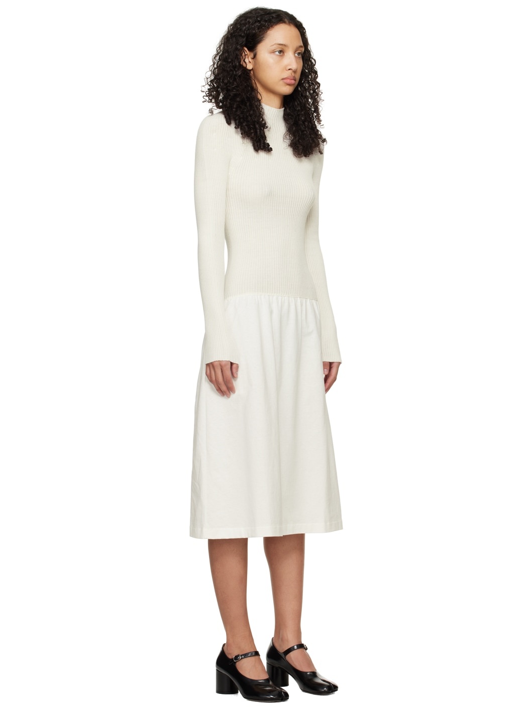 White Paneled Midi Dress - 2