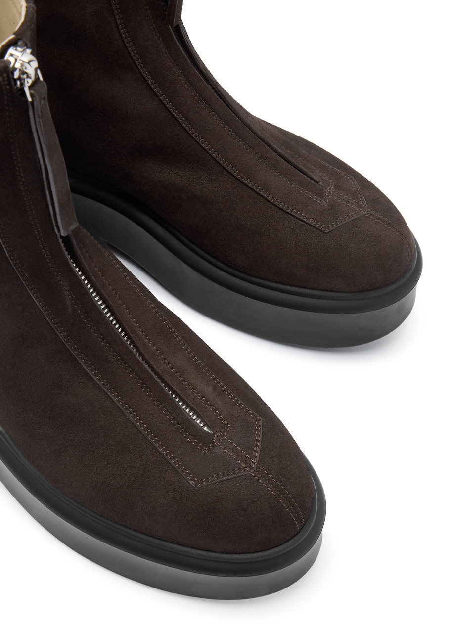 The Row Zipped 1 Suede Ankle Boots - 4