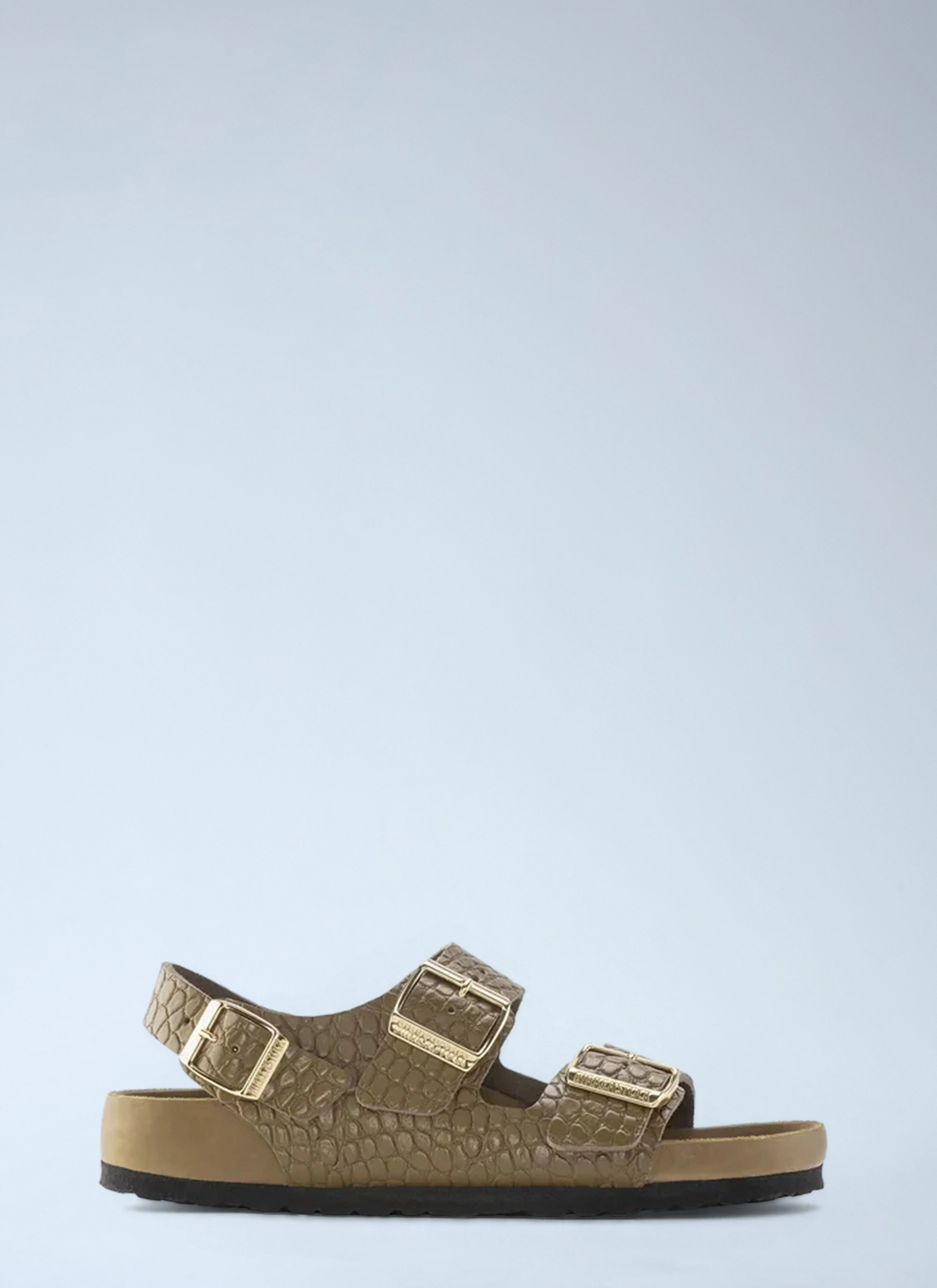 Embossed Leather Three Strap Sandals - 1