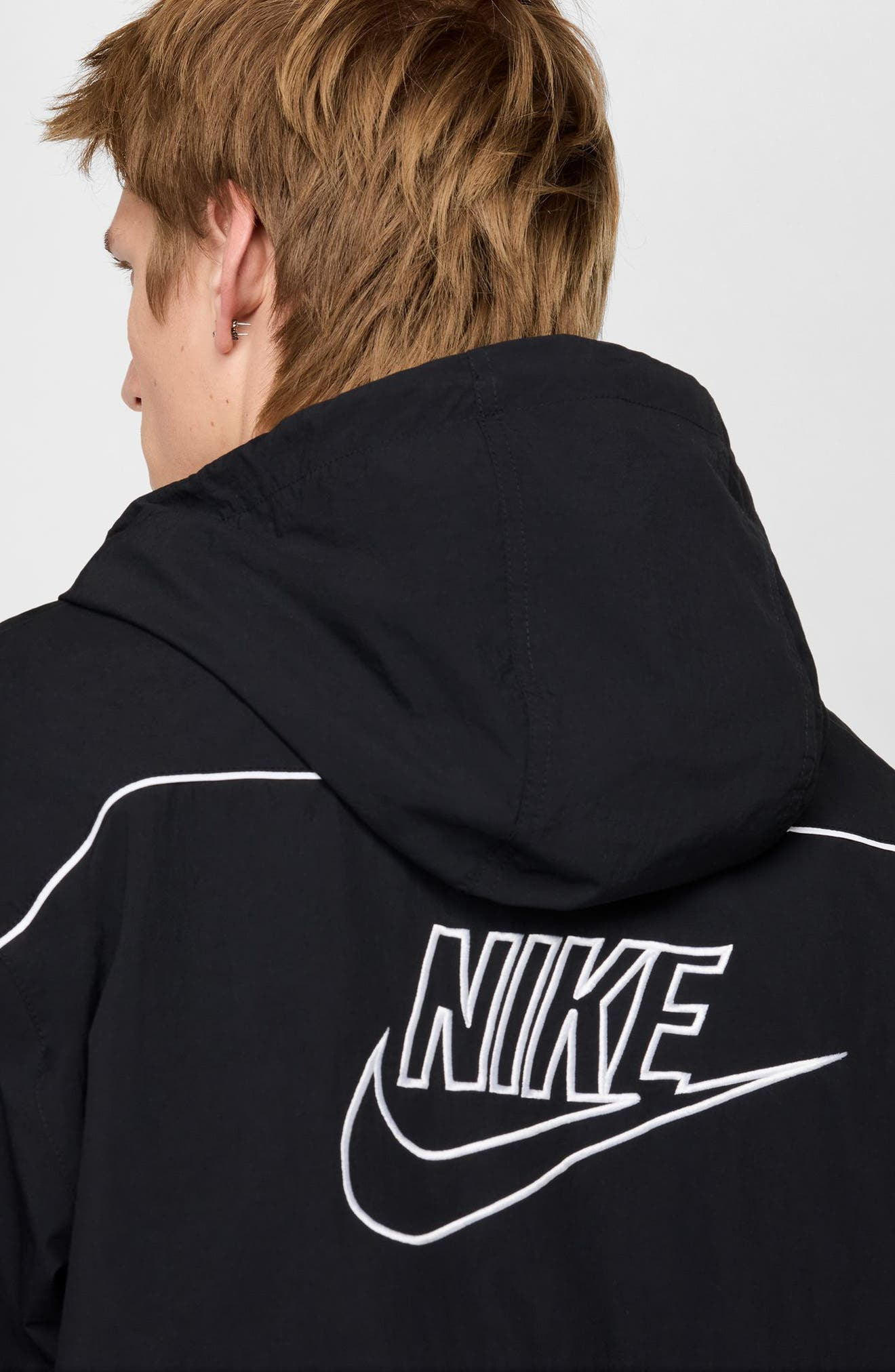 Nike Club Hooded Jacket in Black/White at Nordstrom - 6