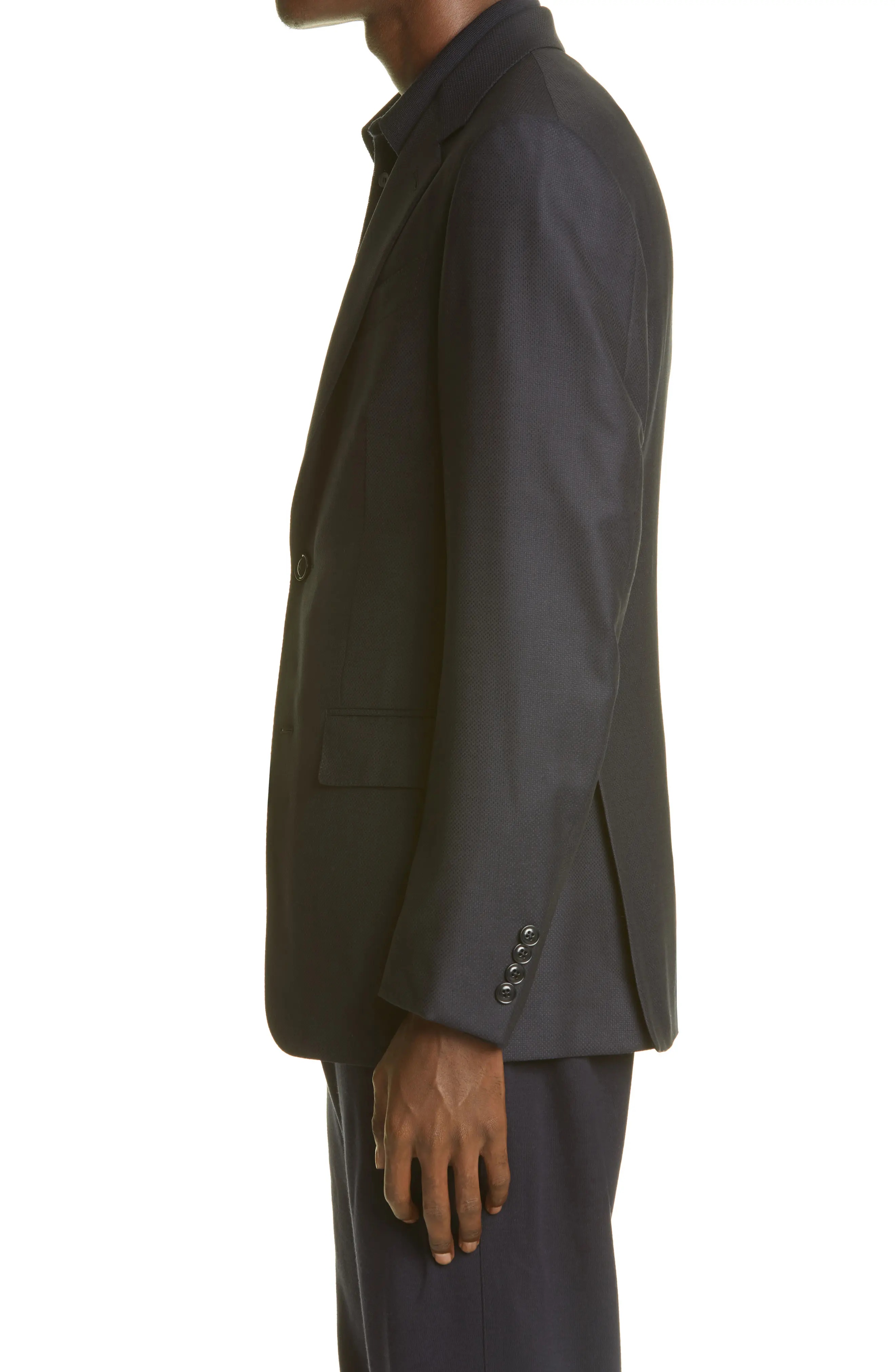 Regular Fit Stretch Wool & Silk Sport Coat - 3