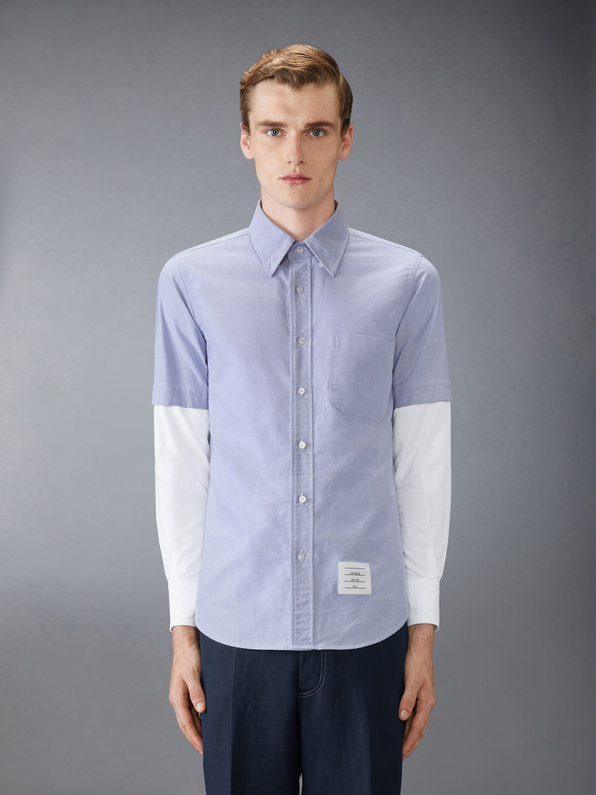 Thom Browne Oxford Stacked Sleeve Shirt | REVERSIBLE