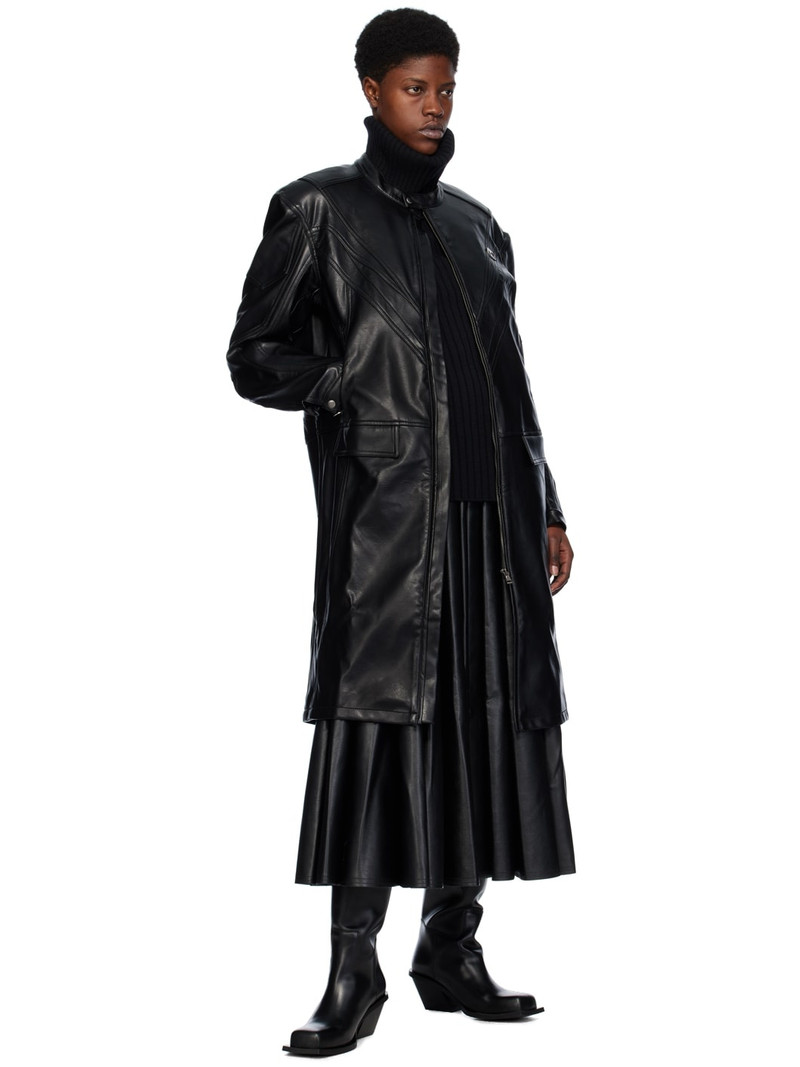 lesugiatelier Black Motor Biker Faux-Leather Coat outlook