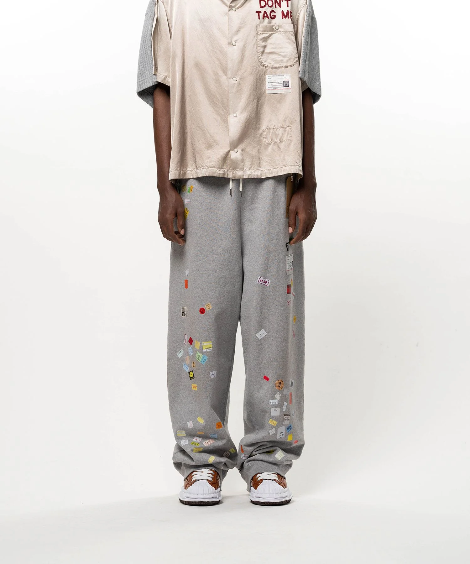 Price Tag Sticker Printed Sweat Pants - 1
