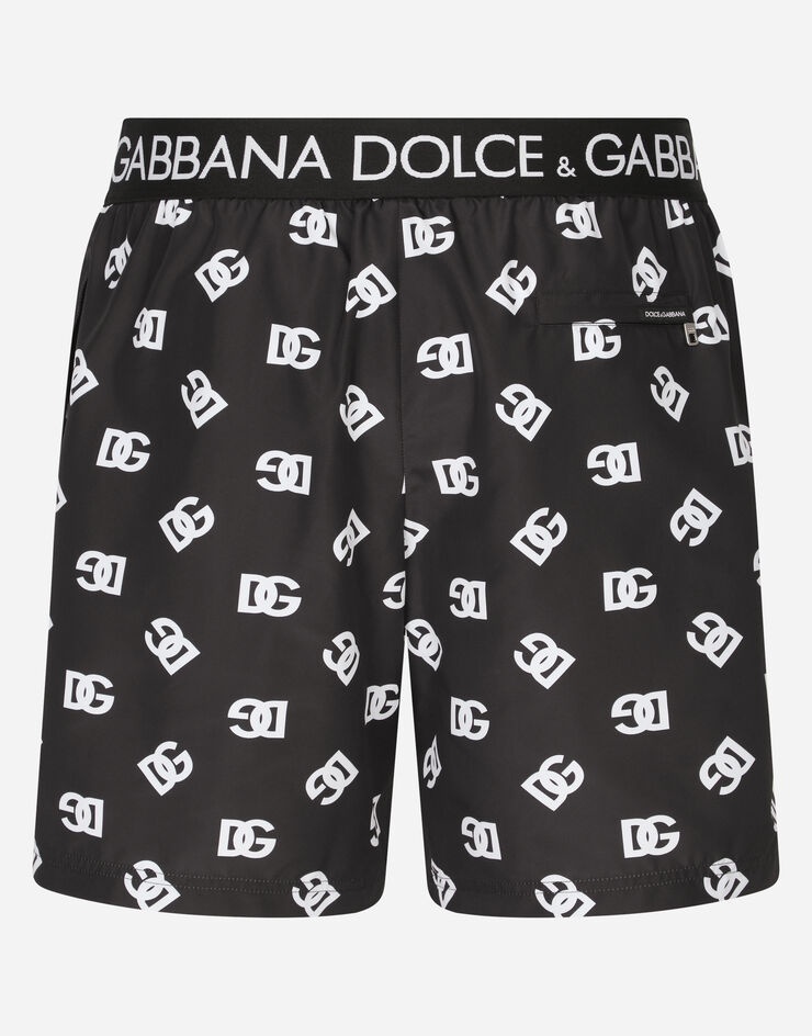 Mid-length swim trunks with all-over DG logo print - 2