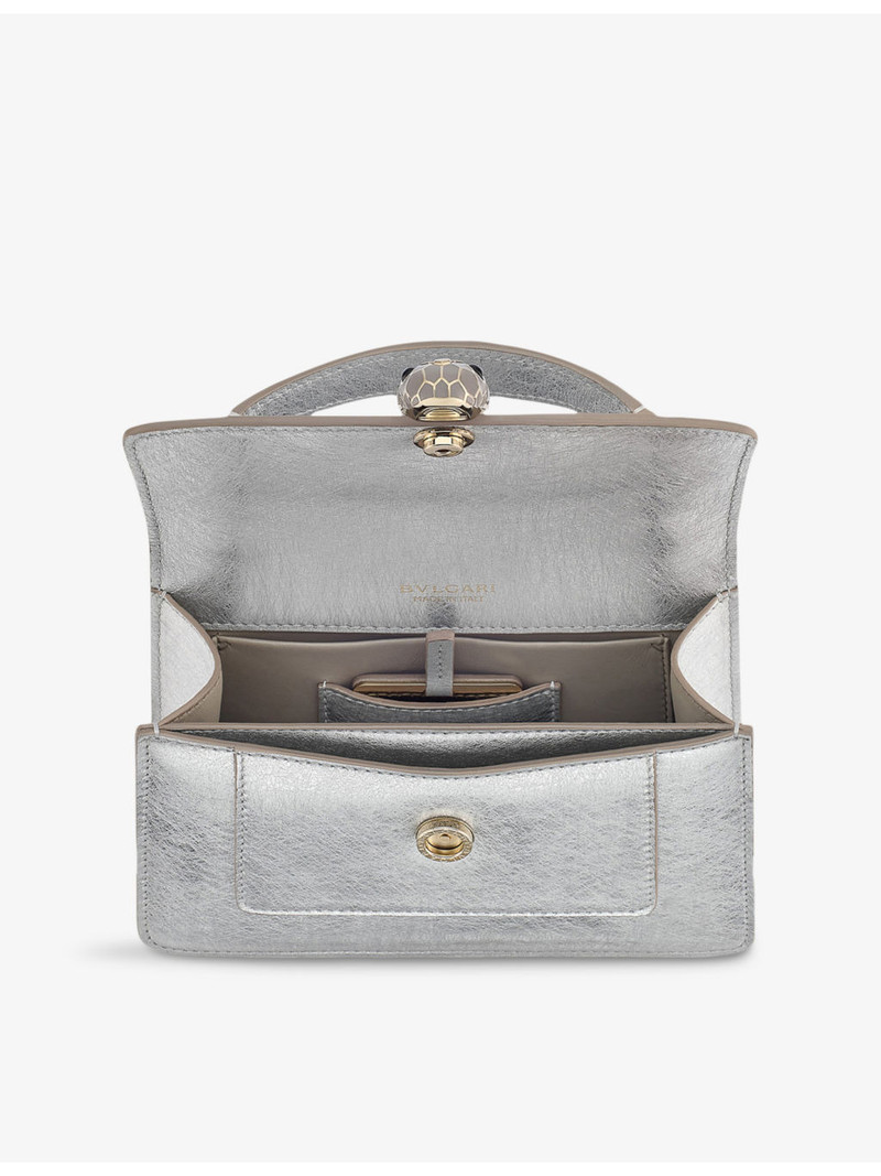 Serpenti Forever mini stud-embellished leather top-handle bag 6
