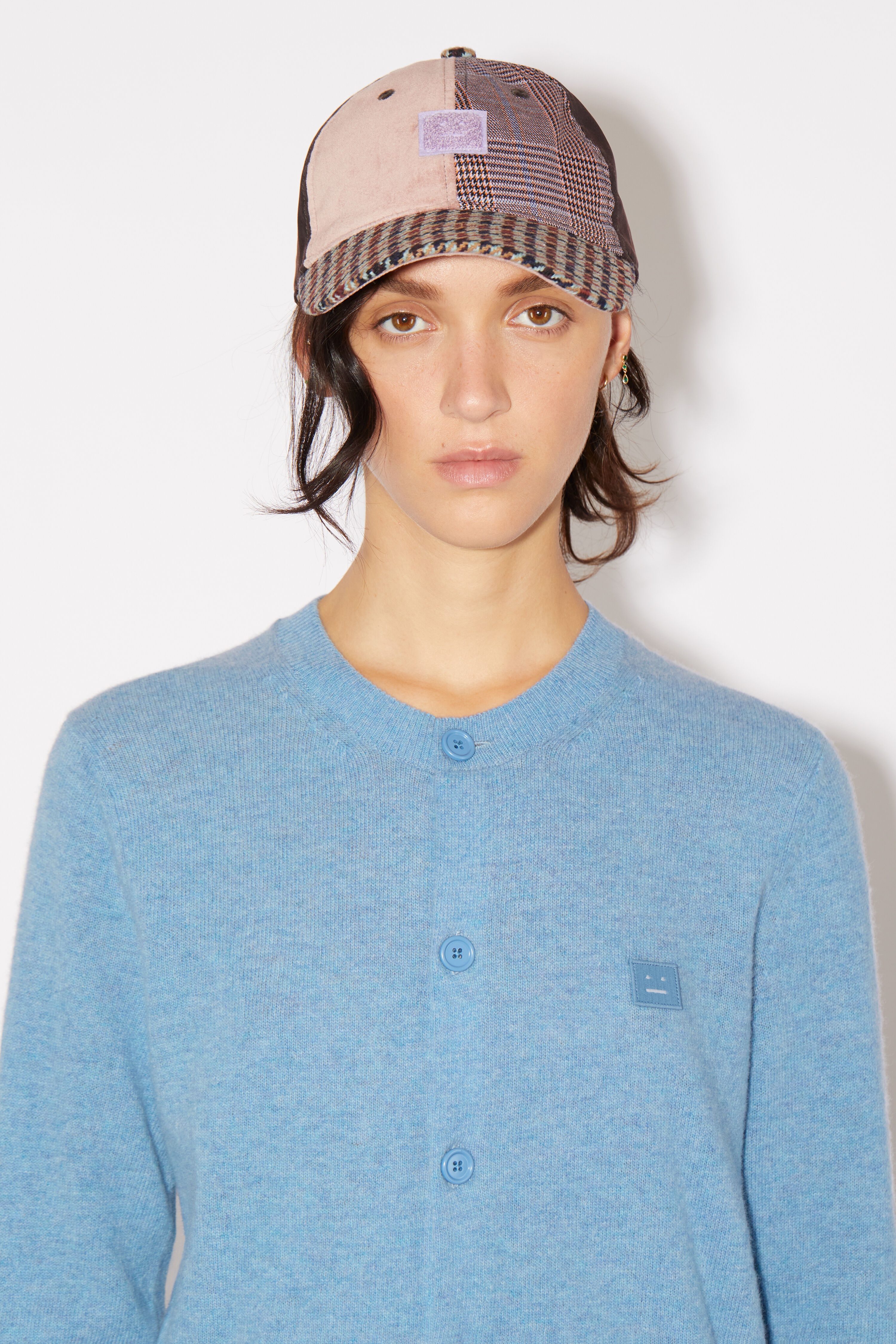 Crew neck cardigan - Steel blue melange - 5