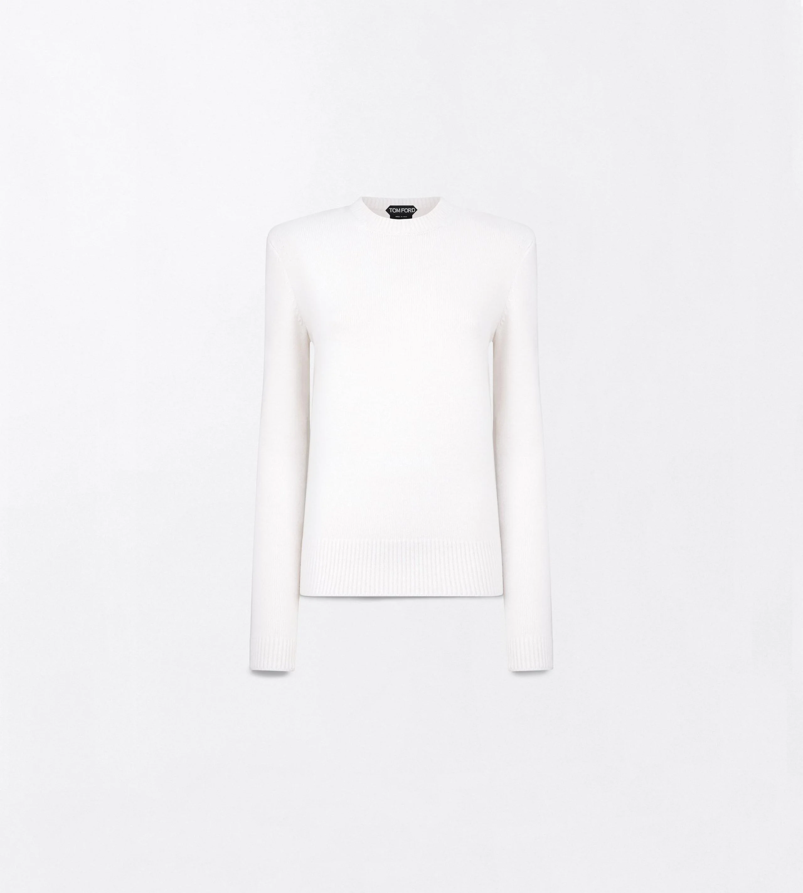 COTTON CASHMERE CREWNECK KNIT WITH STRUCTURED SHOULDERS - 1