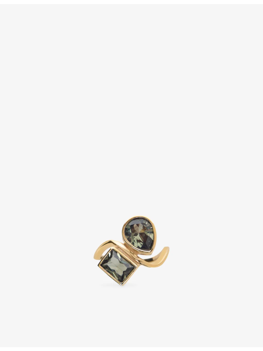 Asymmetric Gold-Toned Brass and Zirconia Ring - 1