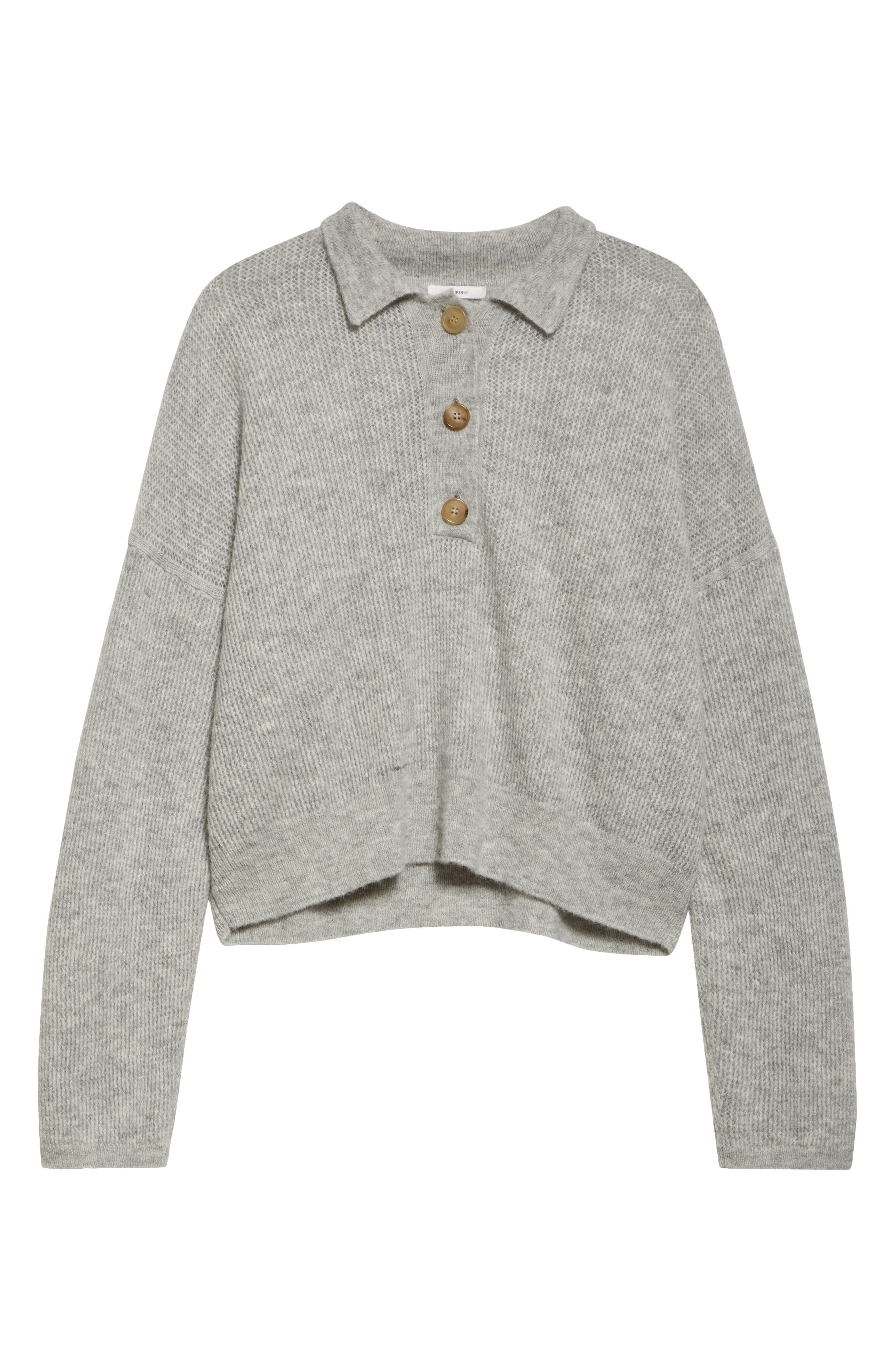 Haikure Vicky Alpaca & Wool Blend Rib Polo in Pearl at Nordstrom - 6