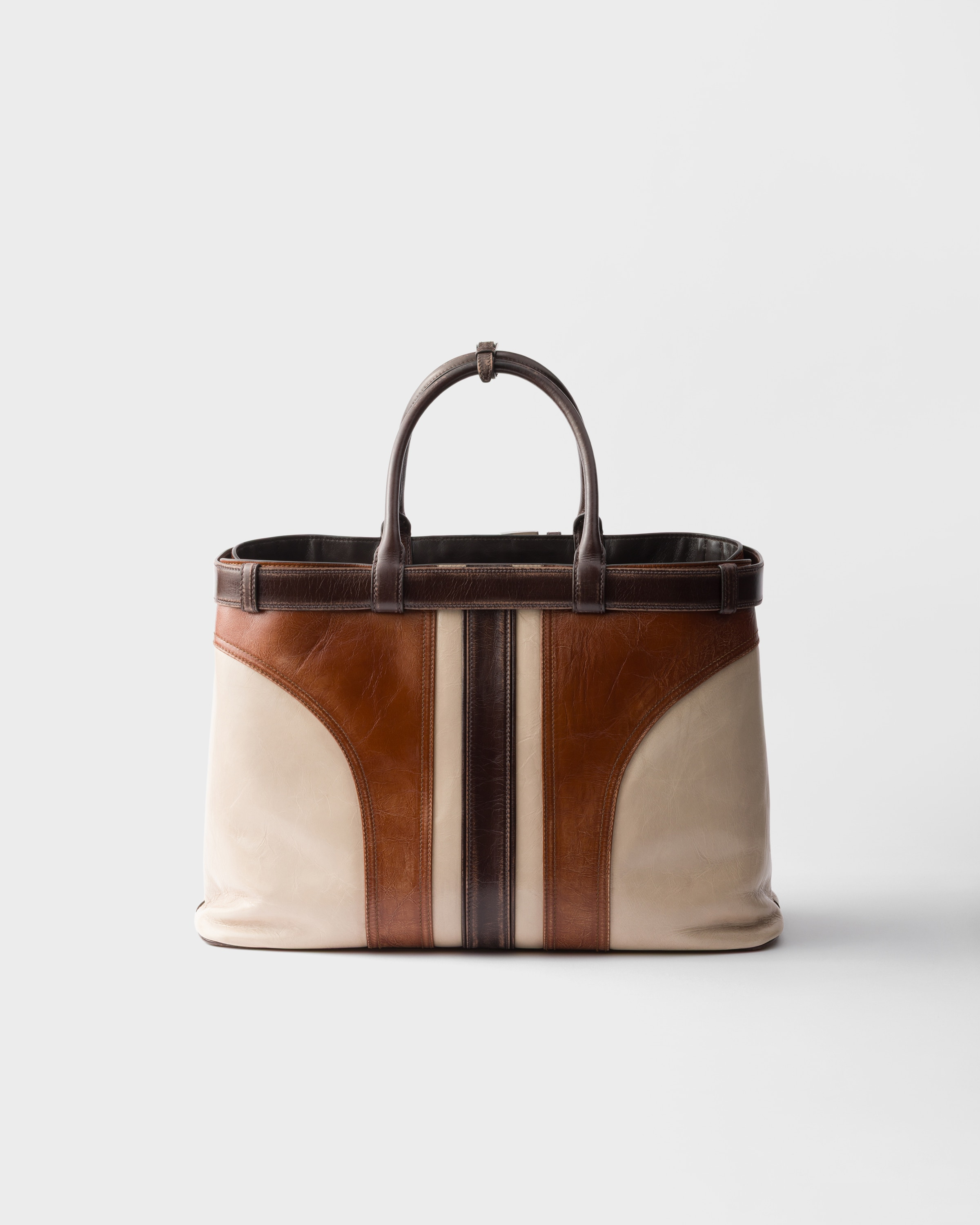 Prada Buckle antiqued leather bag with belt - 3