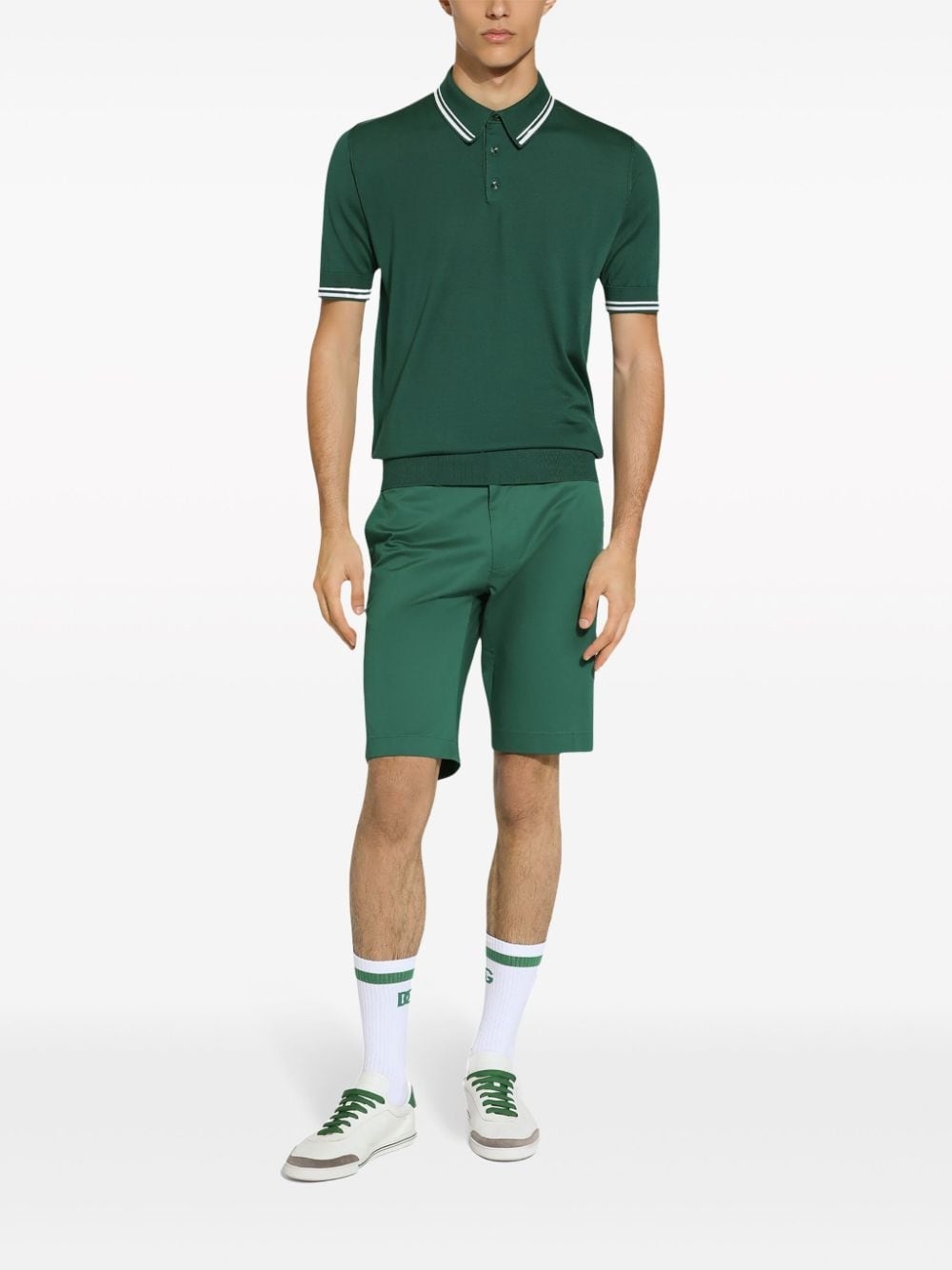 striped-border silk polo shirt - 2