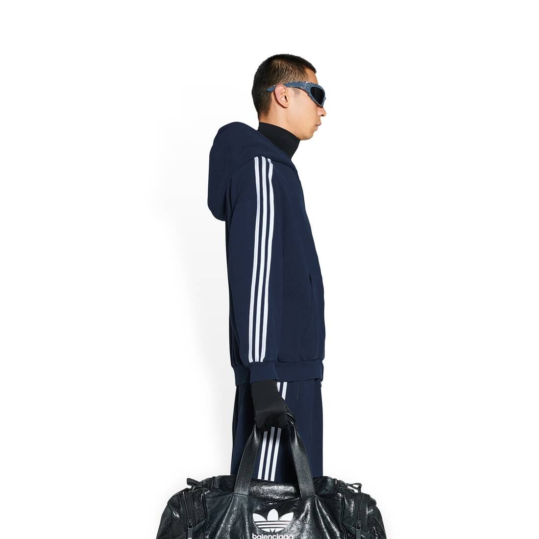 Balenciaga / Adidas Zip-up Hoodie Small Fit in Navy Blue - 4