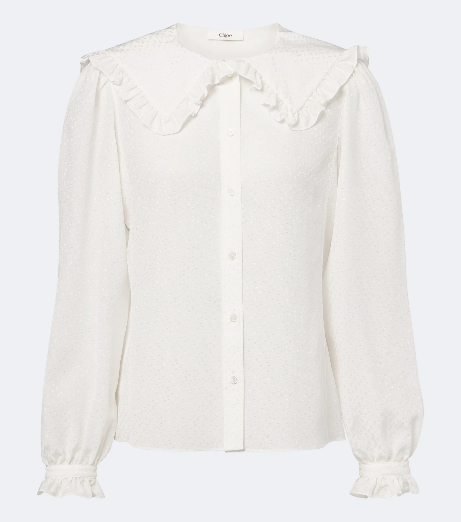 Embroidered tie-neck silk georgette blouse - 1