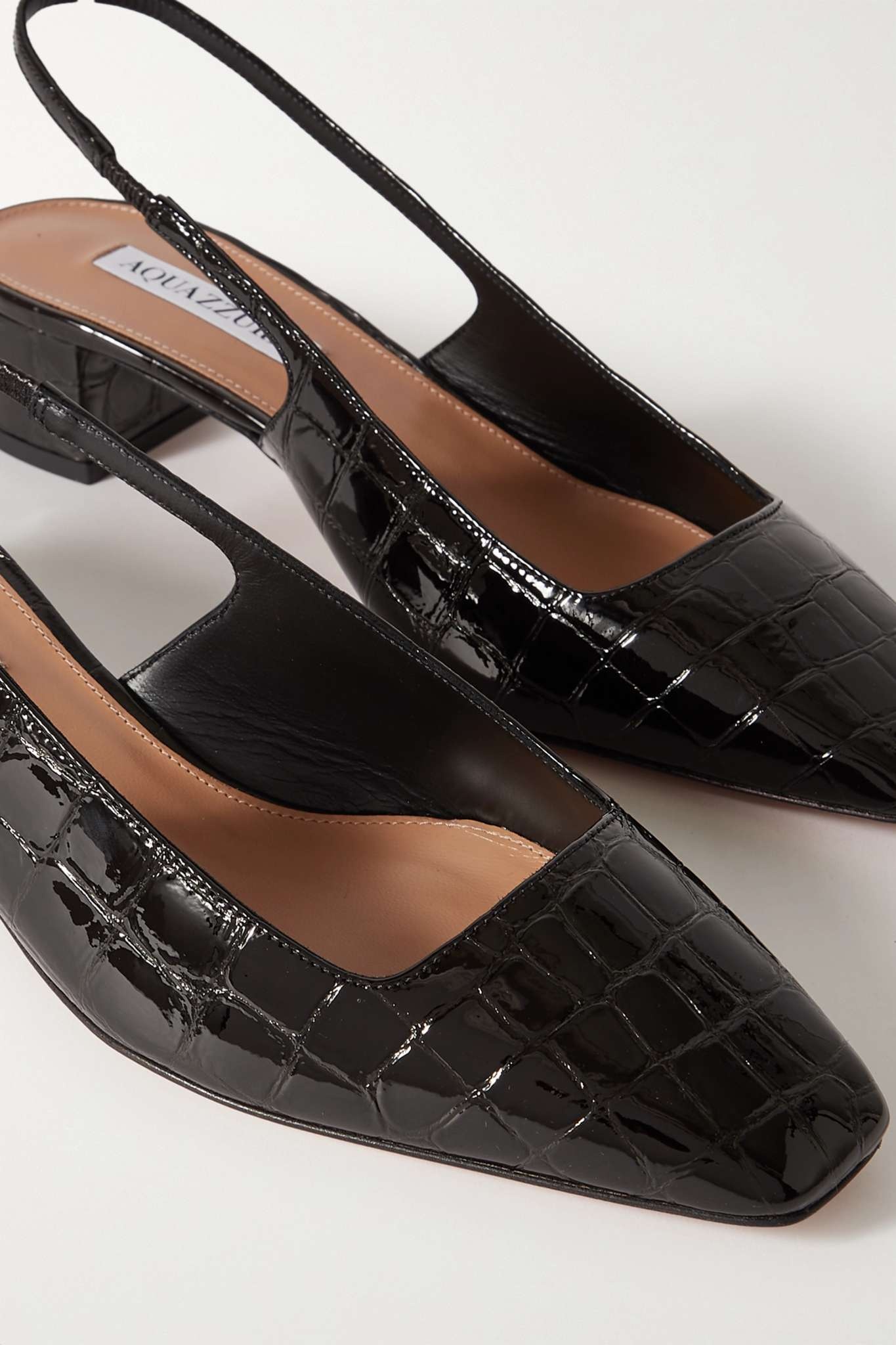 Ginza 35 croc-effect patent-leather slingback pumps - 4