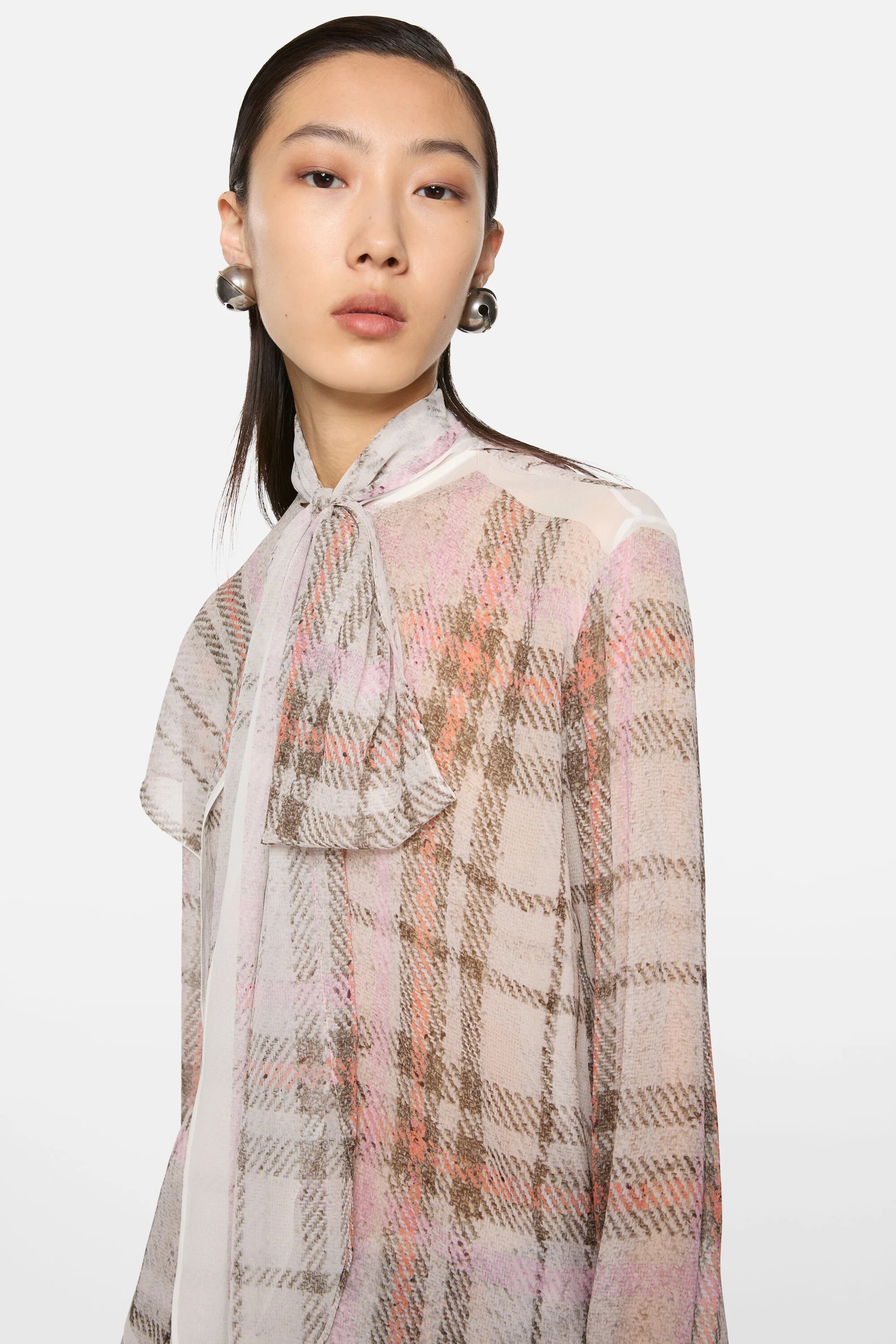 Printed silk blouse - Grey/pink - 4