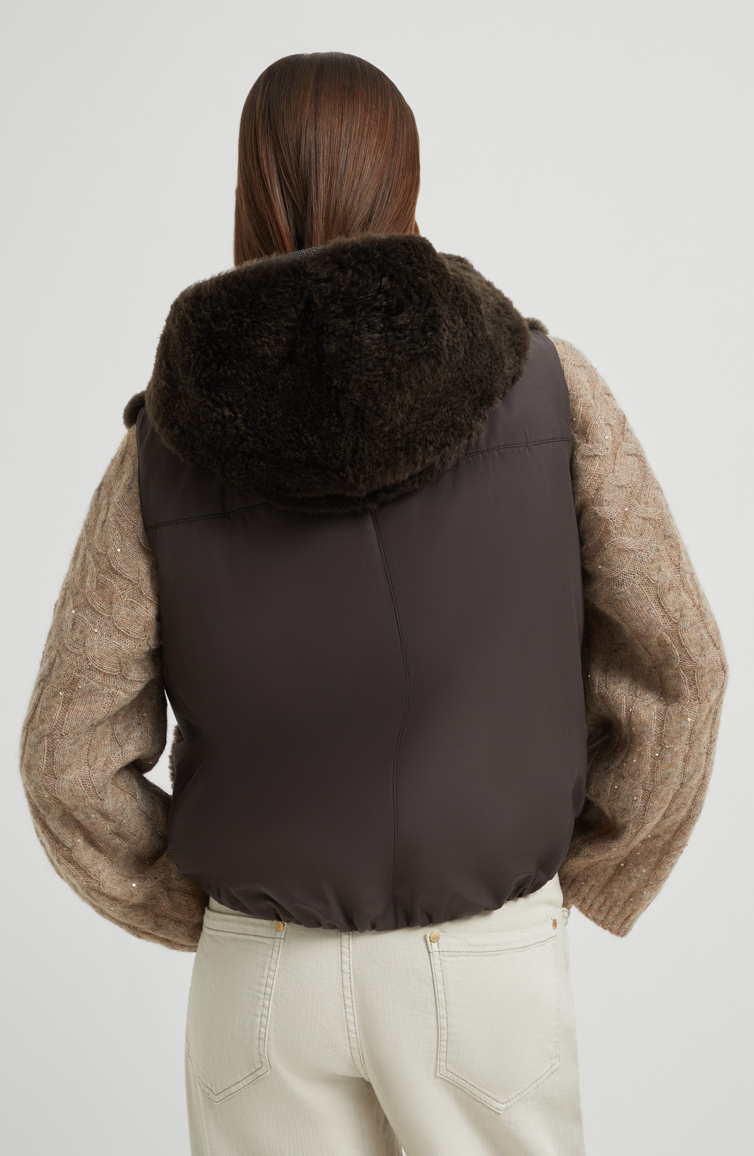 Brunello Cucinelli Hooded sweater vest in Rust Brown at Nordstrom - 3