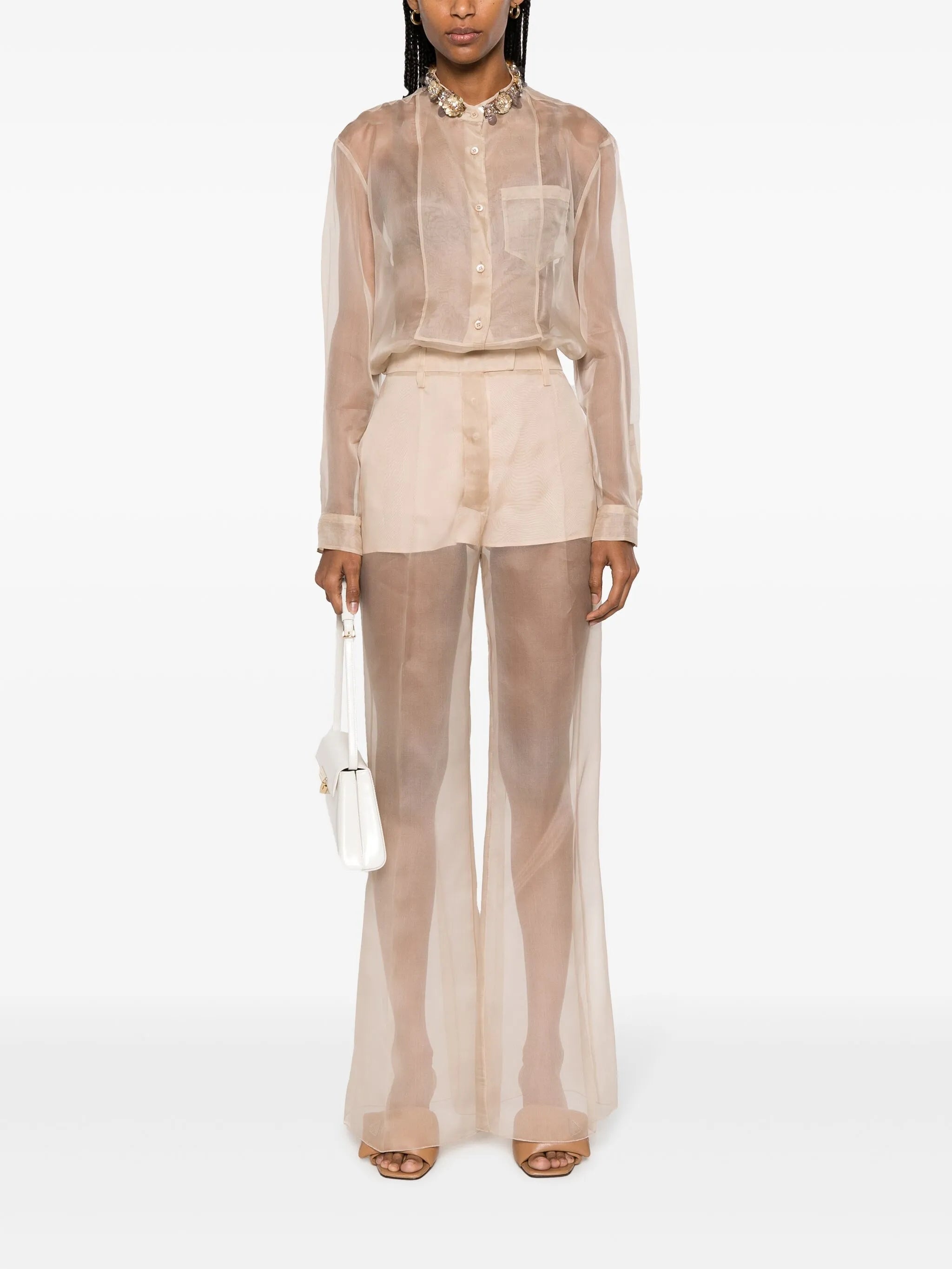 Pressed-crease Organza Trousers - 3
