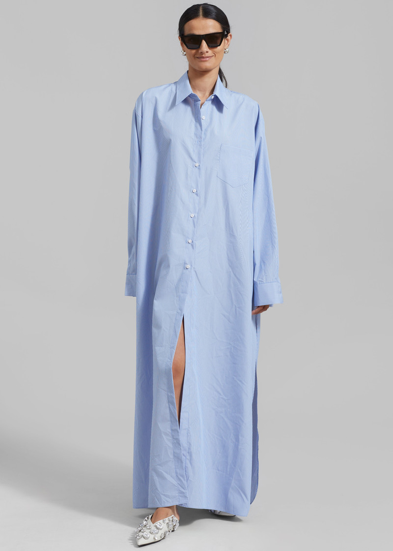 Avery Shirt Dress - Blue Stripe 9
