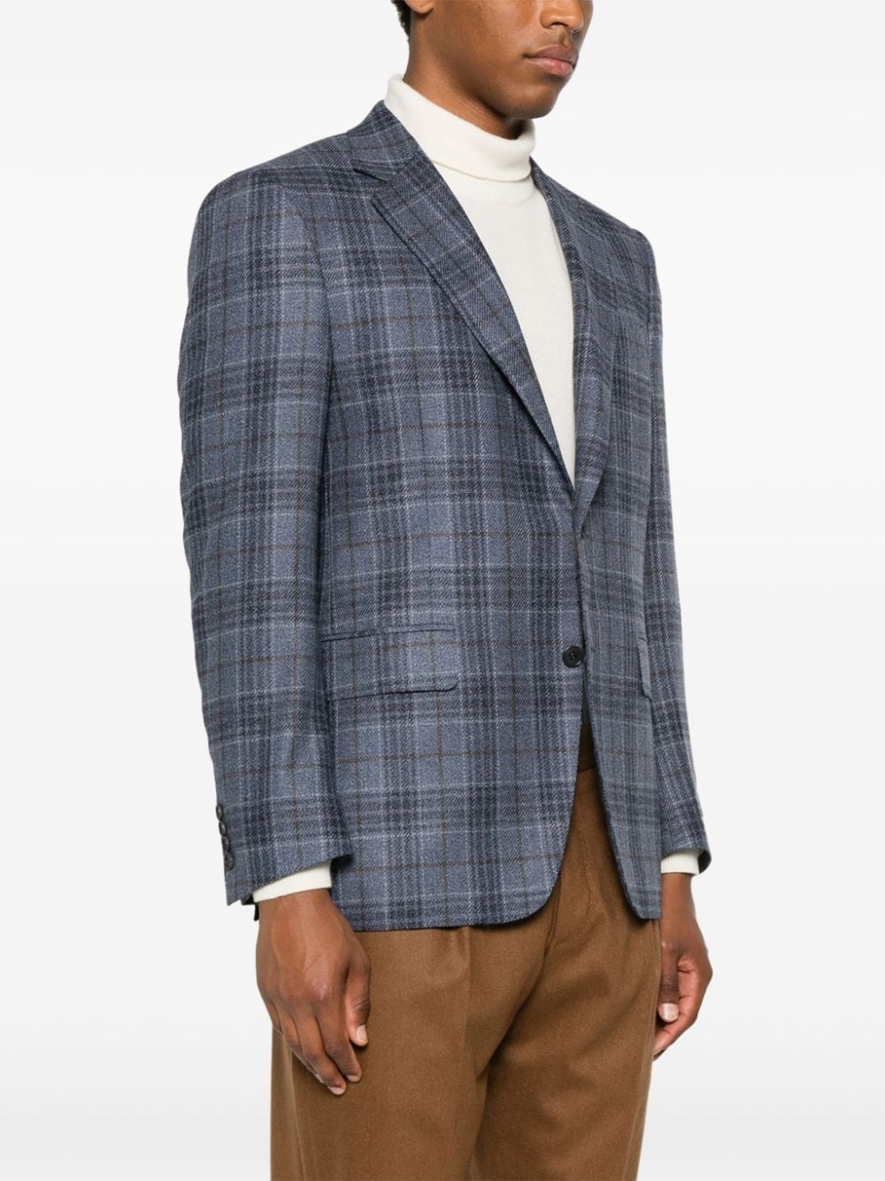 checked single-breasted blazer - 3