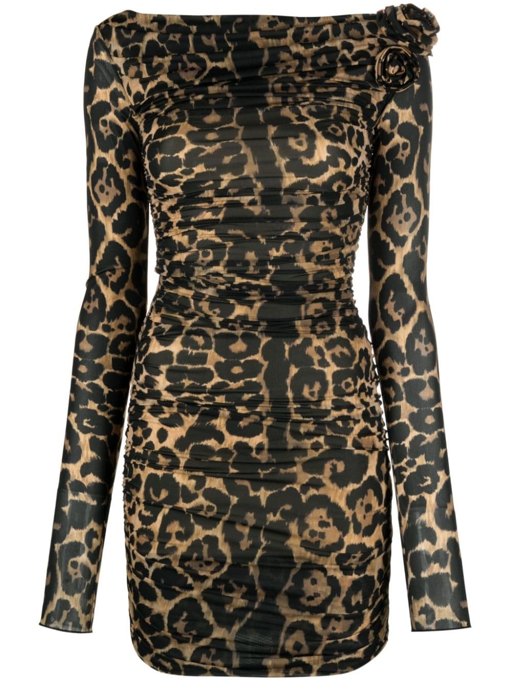 rose-appliquÃ© leopard-print dress - 1