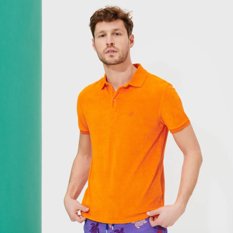 Men Terry Polo Shirt Solid 3