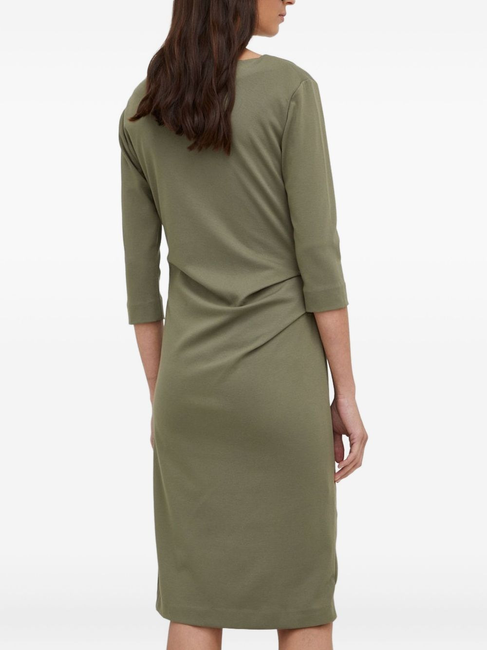 draped three-quarter-sleeve midi dress - 3