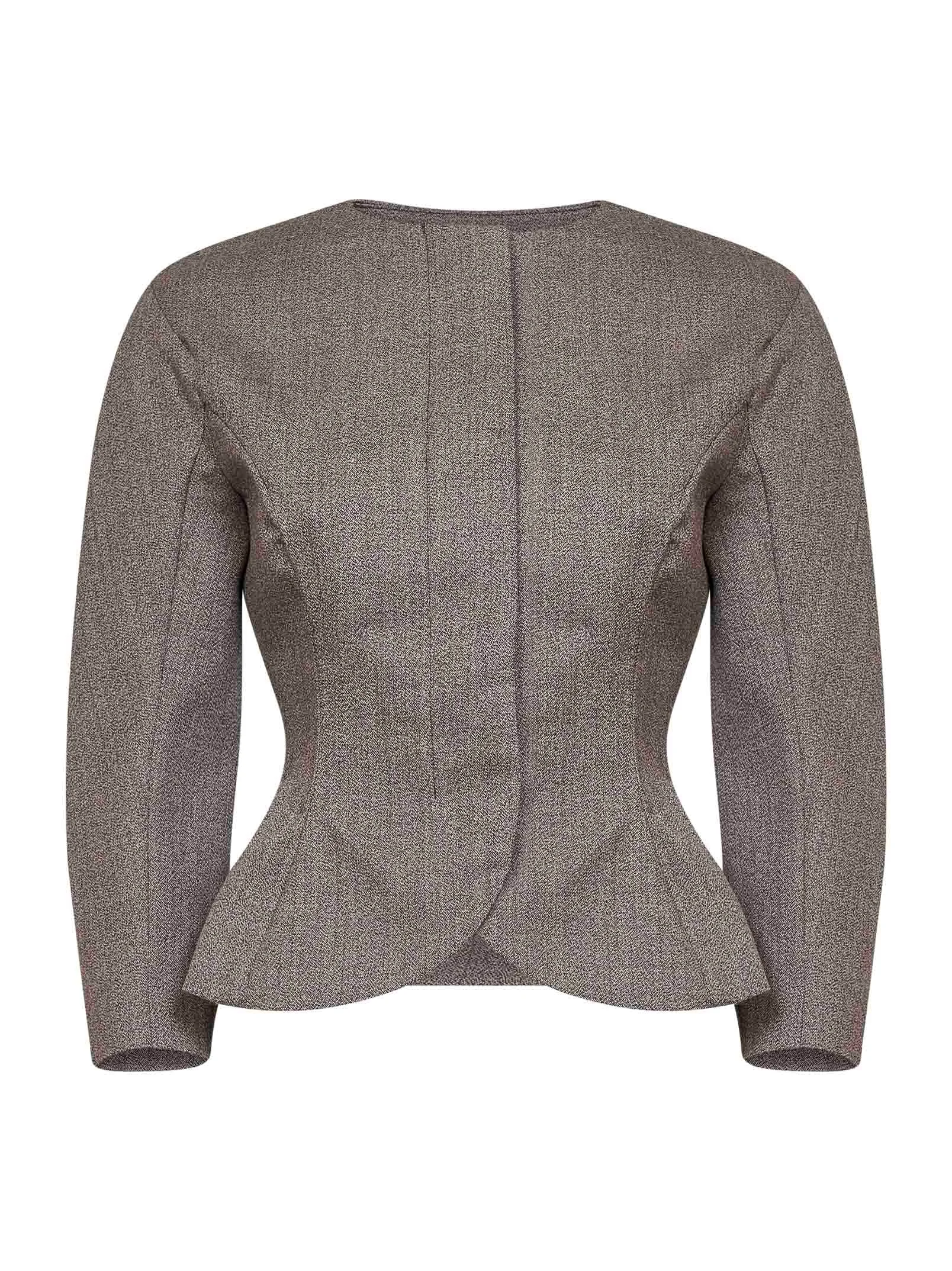 Dark brown mouliné viscose blend The Palmier short jacket - 1