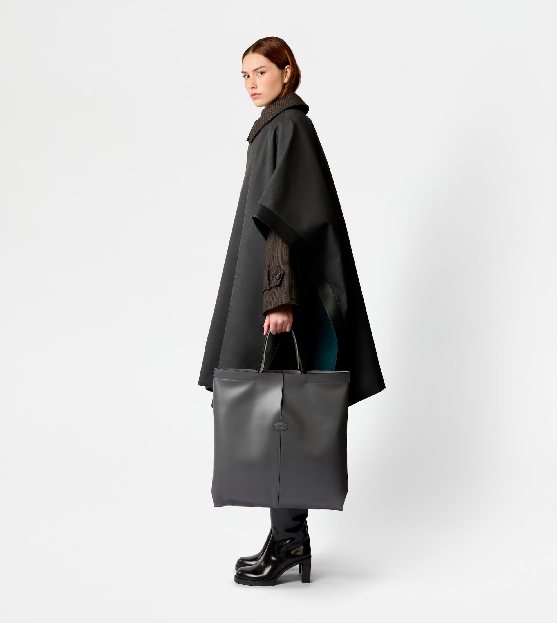 TOD'S DI BAG FOLIO IN LEATHER LARGE - GREY - 7