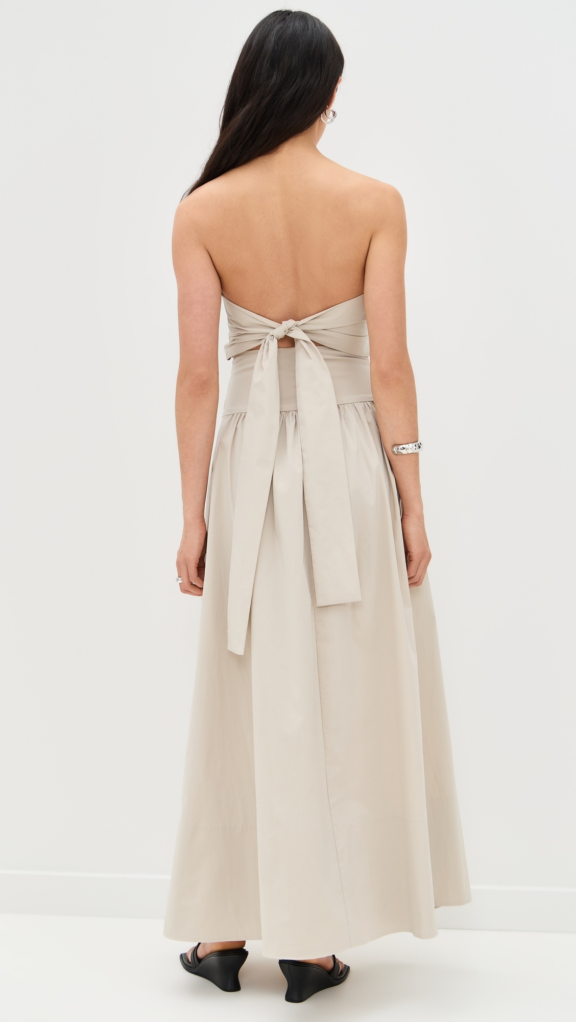 Gathered Strapless Tie Back Dress - 2
