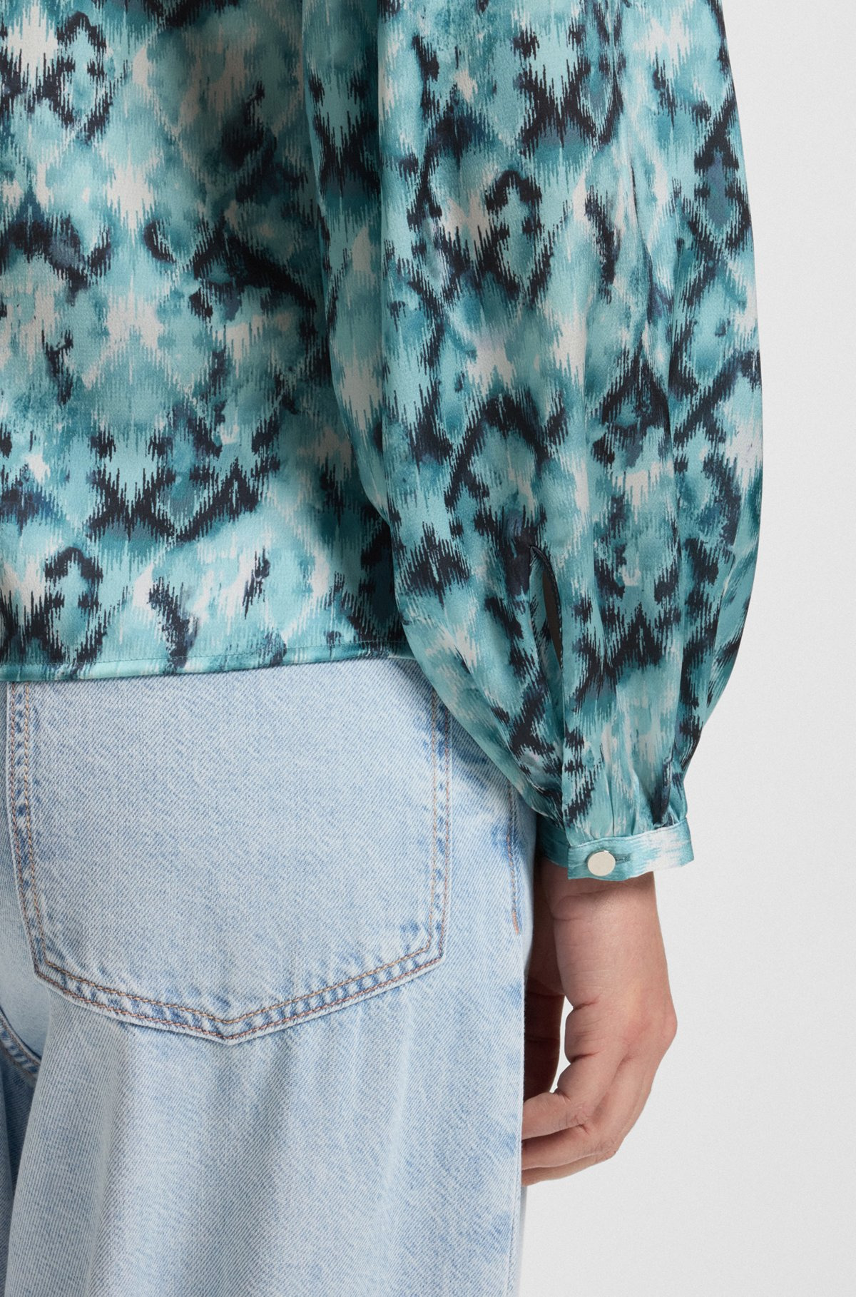 REGULAR-FIT BLOUSE IN PRINTED HAMMERED SATIN - 6