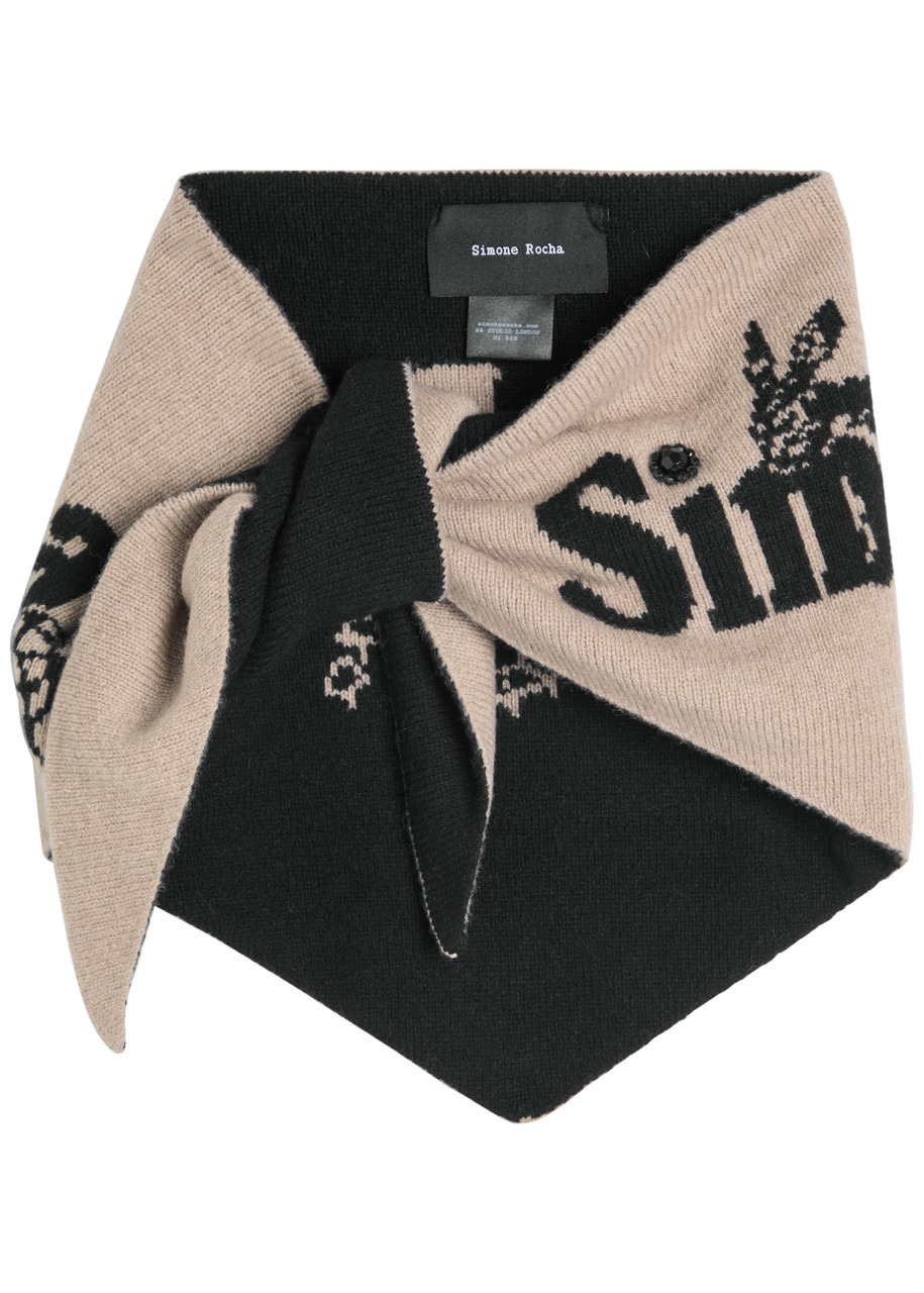 Simone Rocha Graphic Logo Wool and Cashmere-blend Neckerchief - 1