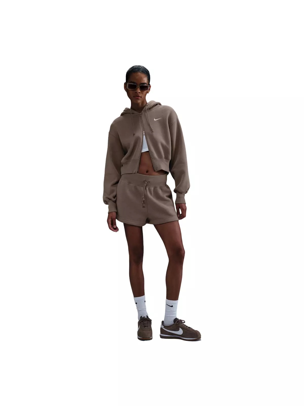 Women's Sportswear Phoenix Fleece Loose Cropped Full-Zip Hooded Jacket - Brown - 4