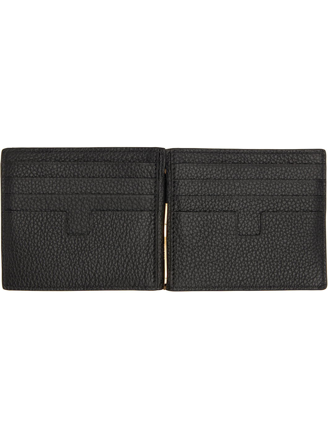 Black Soft Grain Leather T Line Money Clip Wallet - 3
