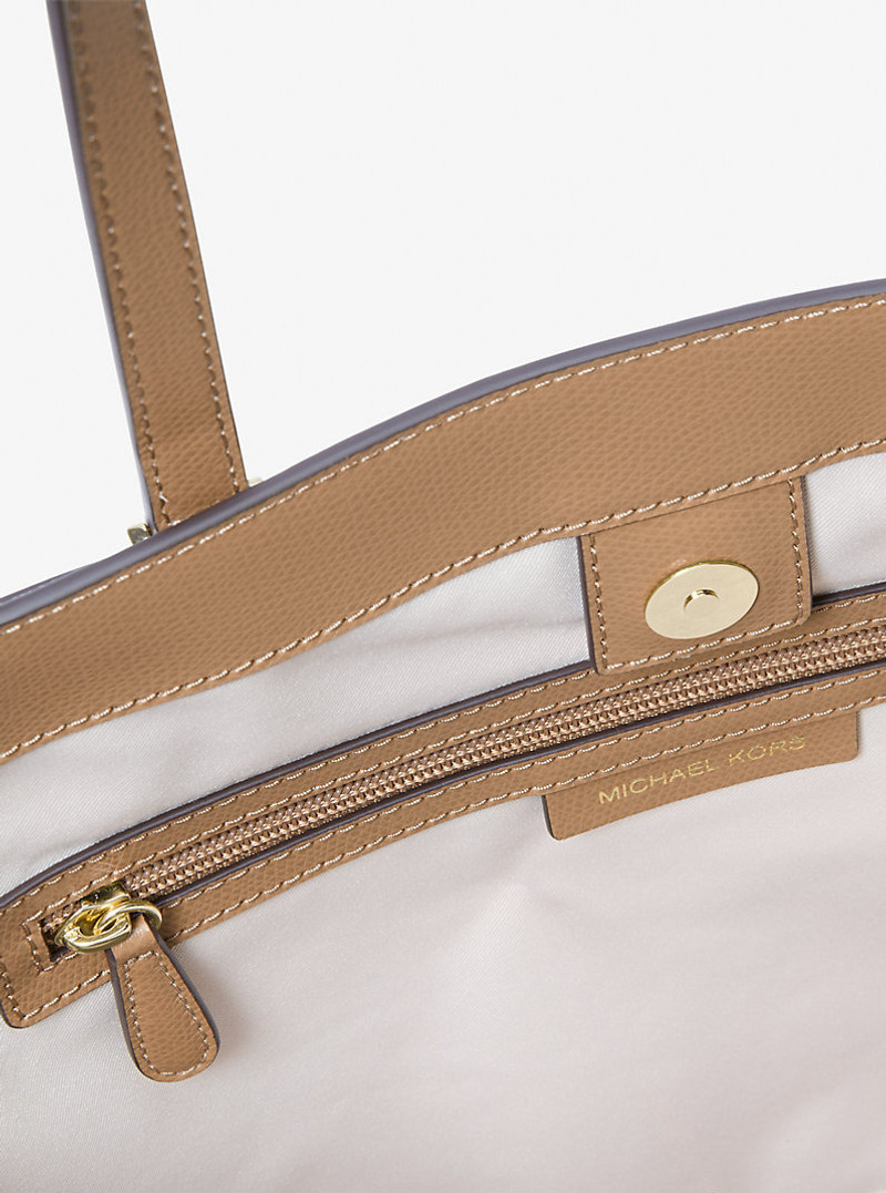 Taryn Large Signature Logo and Leather Tote Bag 5