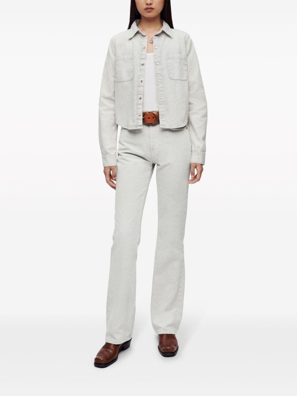 press-fastening denim shirt - 2