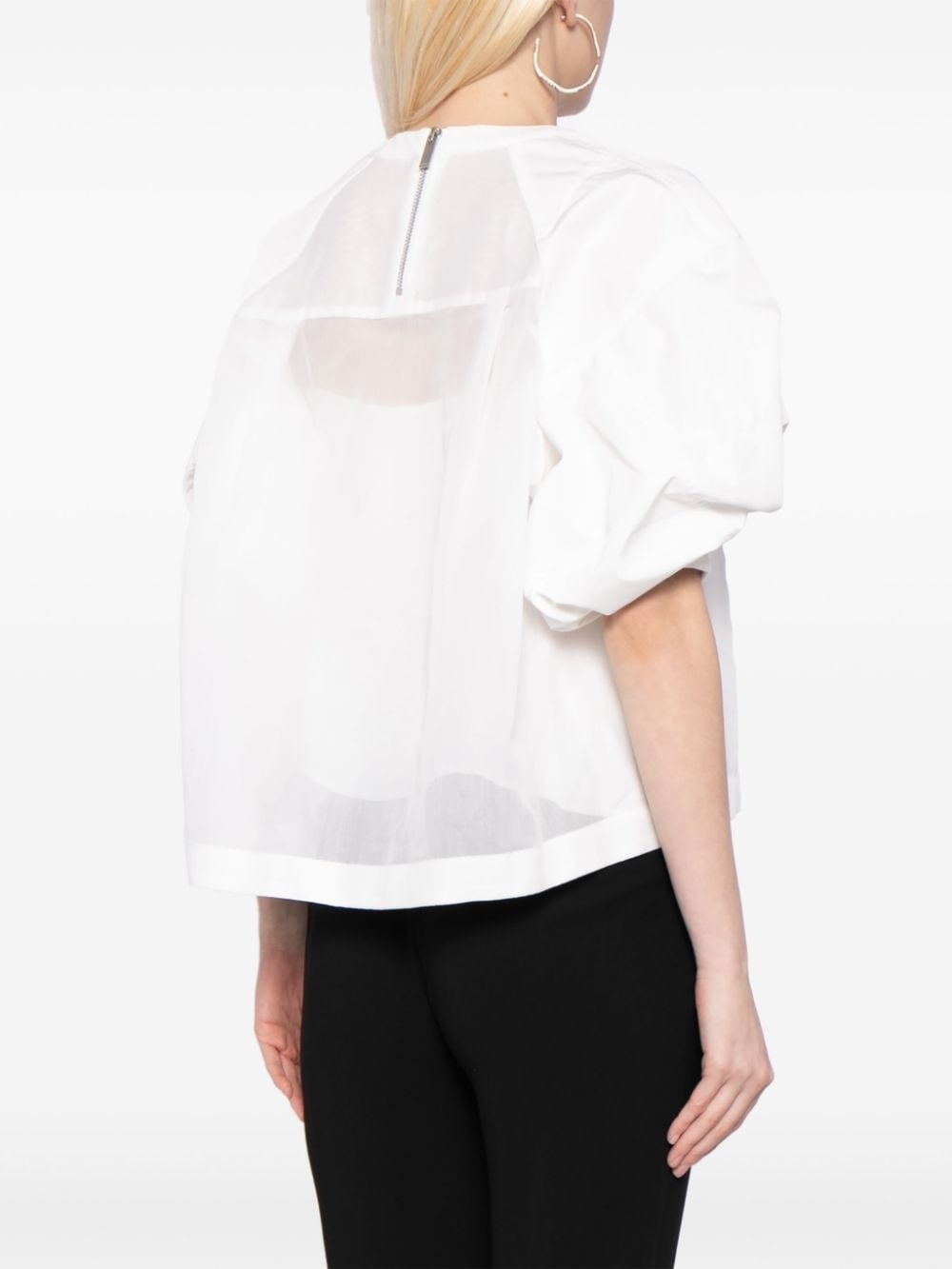 puff-sleeved panelled blouse - 4