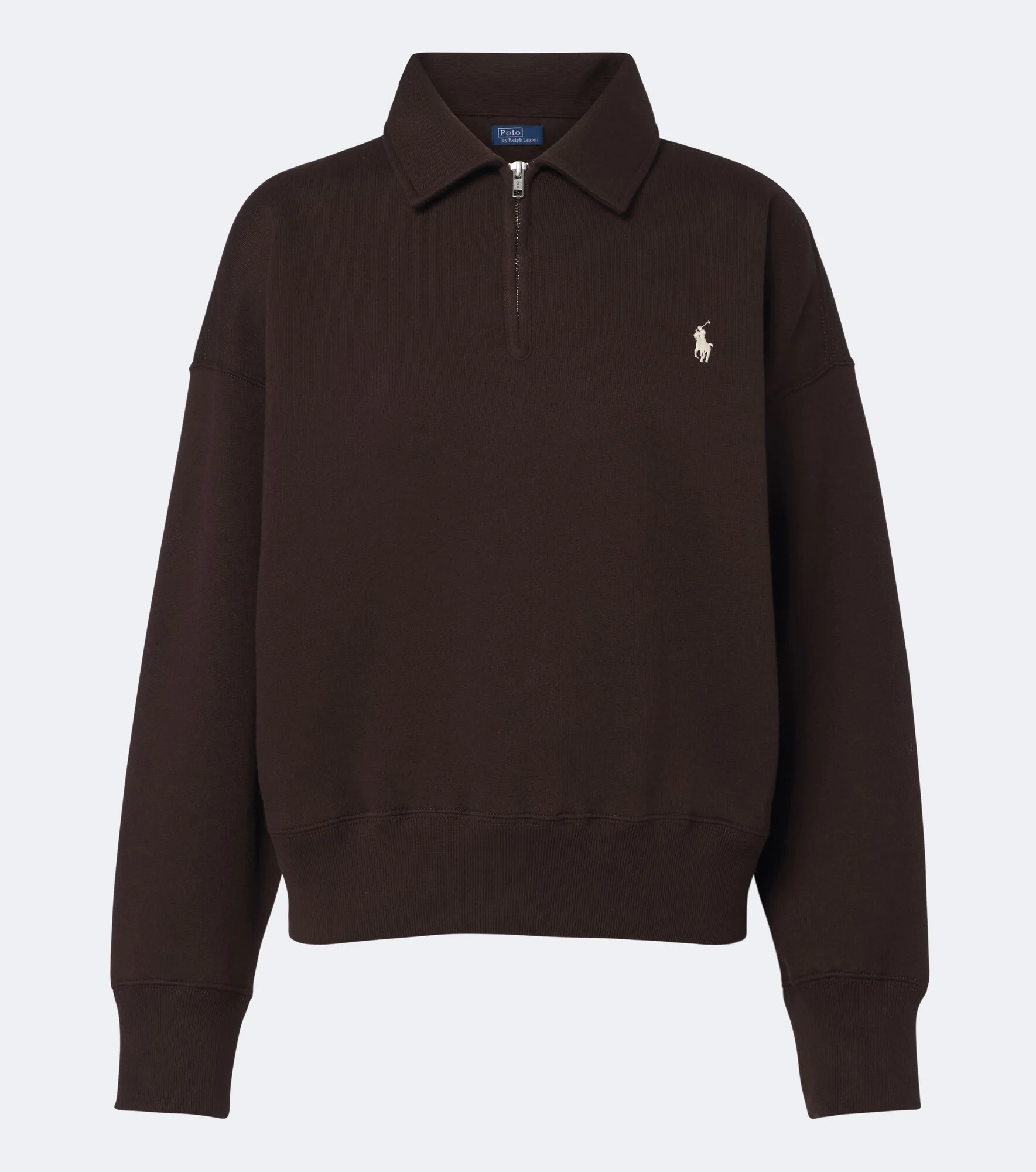 Cotton-blend jersey polo sweatshirt - 1