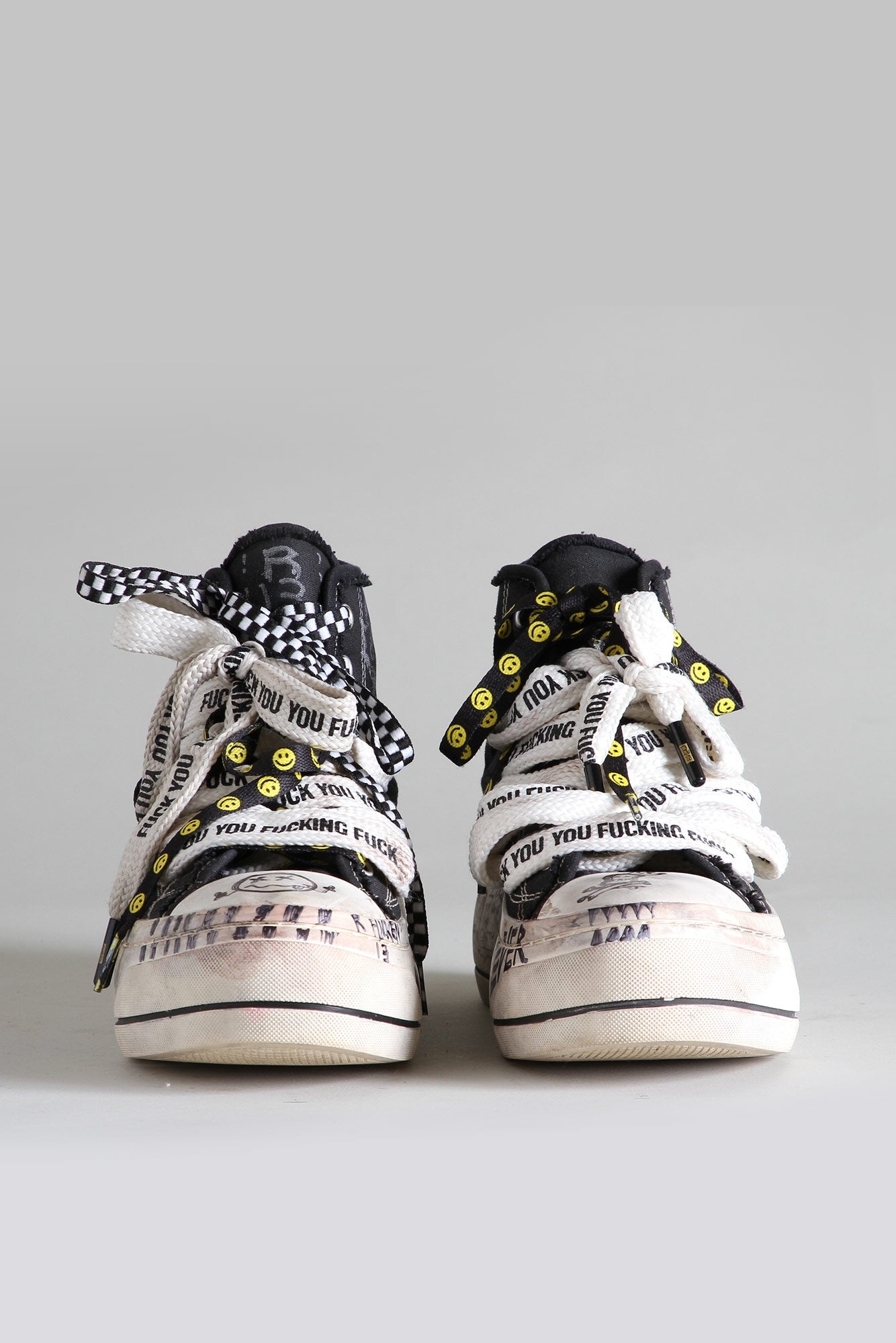 DOUBLE GROMMET KURT HIGH TOP SNEAKER - GRAFFITI BLACK - 2