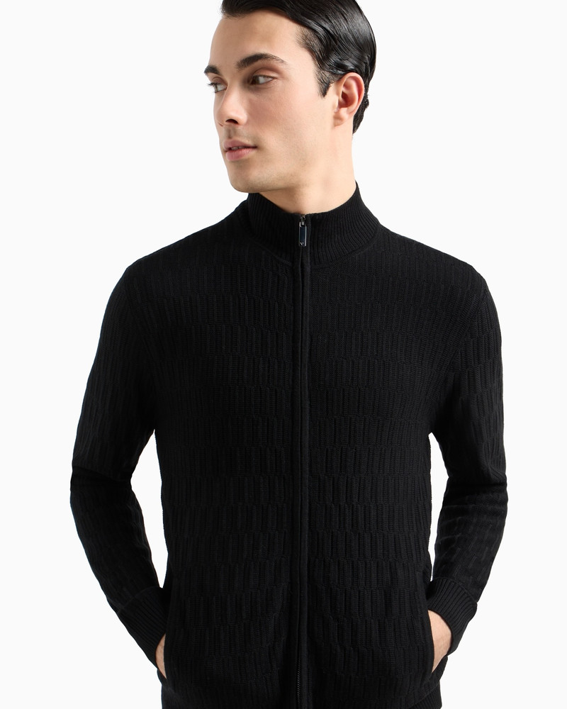 ASV LYOCELL-BLEND FULL-ZIP TEXTURED CARDIGAN 5