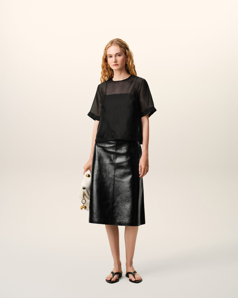 AMI Paris BLACK SILK SHORT SLEEVES SHEER WITH UNDERTOP TOP outlook