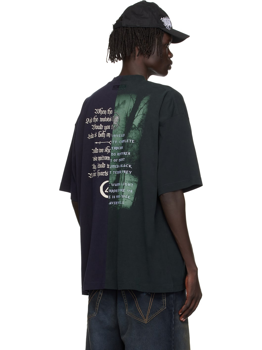 Navy & Green Cradle of Filth Cut-Up Oversized T-shirt - 3