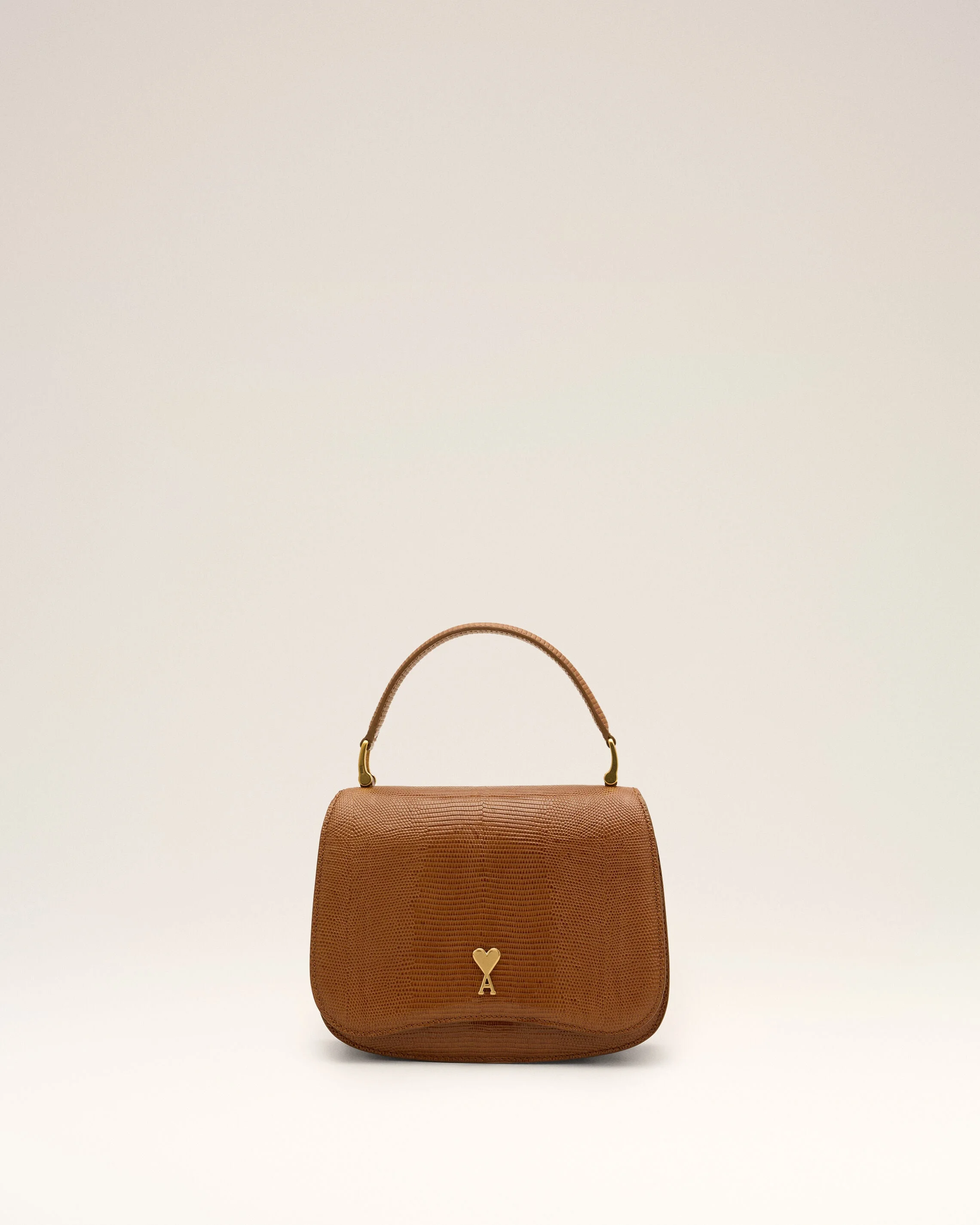 BROWN LIZARD EMBOSSED COWHIDE LEATHER PARIS PARIS TOP HANDLE BAG - 1