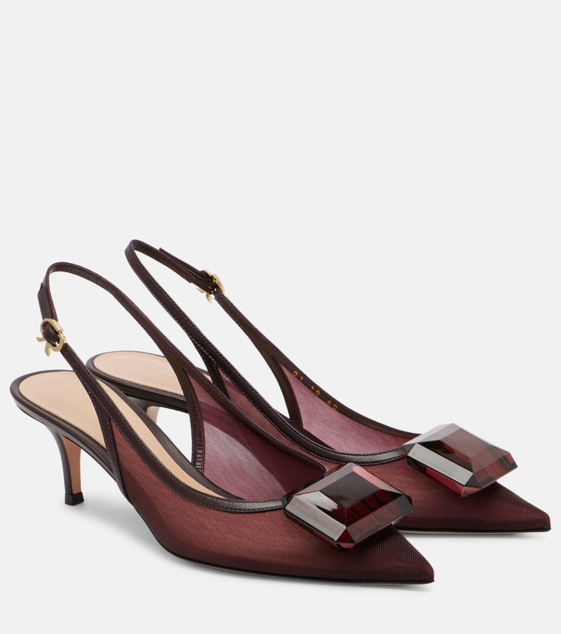 55 leather-trimmed mesh slingback pumps 1